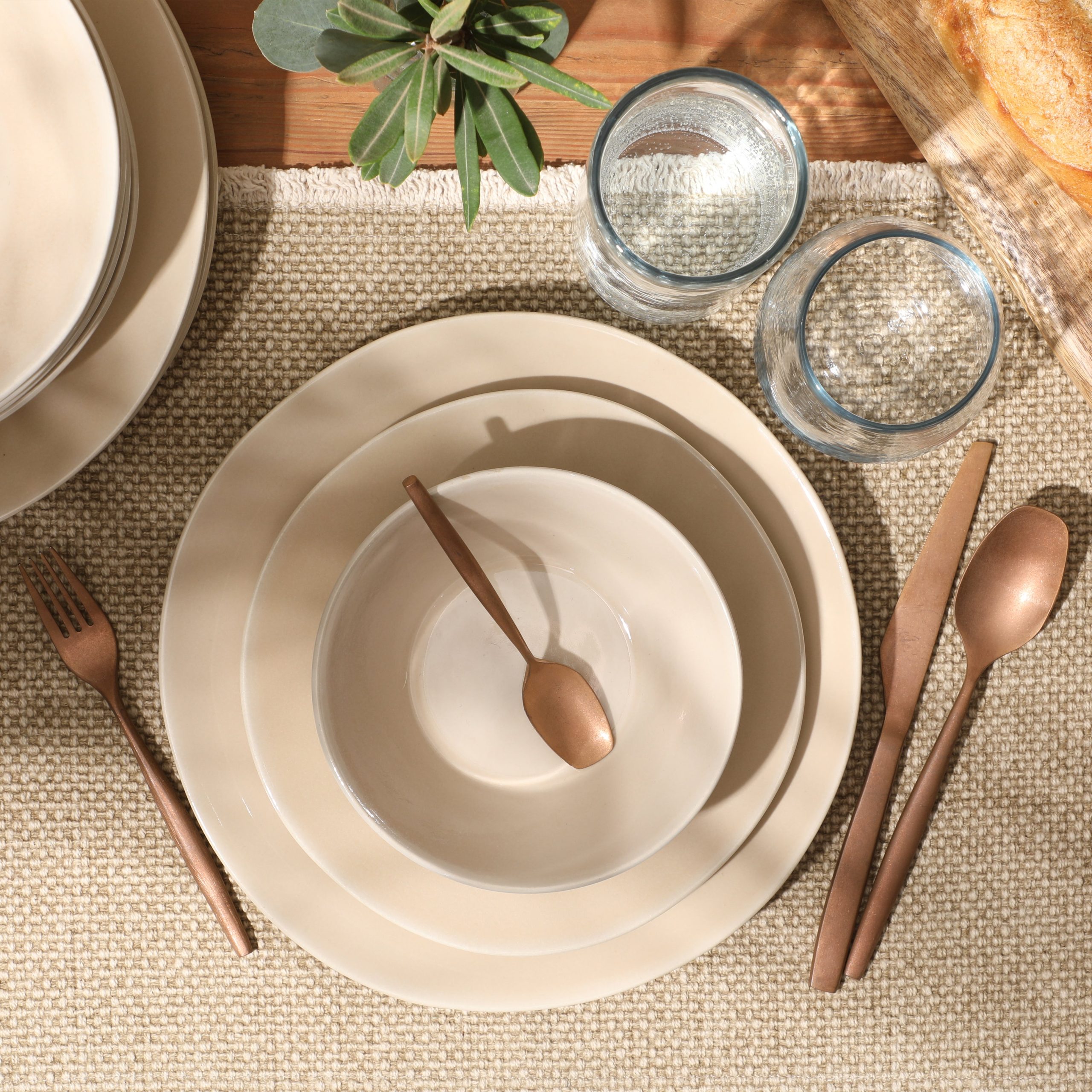 Bloomhouse Montecito Breeze 16 Piece (Service for 4) Double Plates and Bowls Stoneware Reactive Glaze Dinnerware Set - Image 2