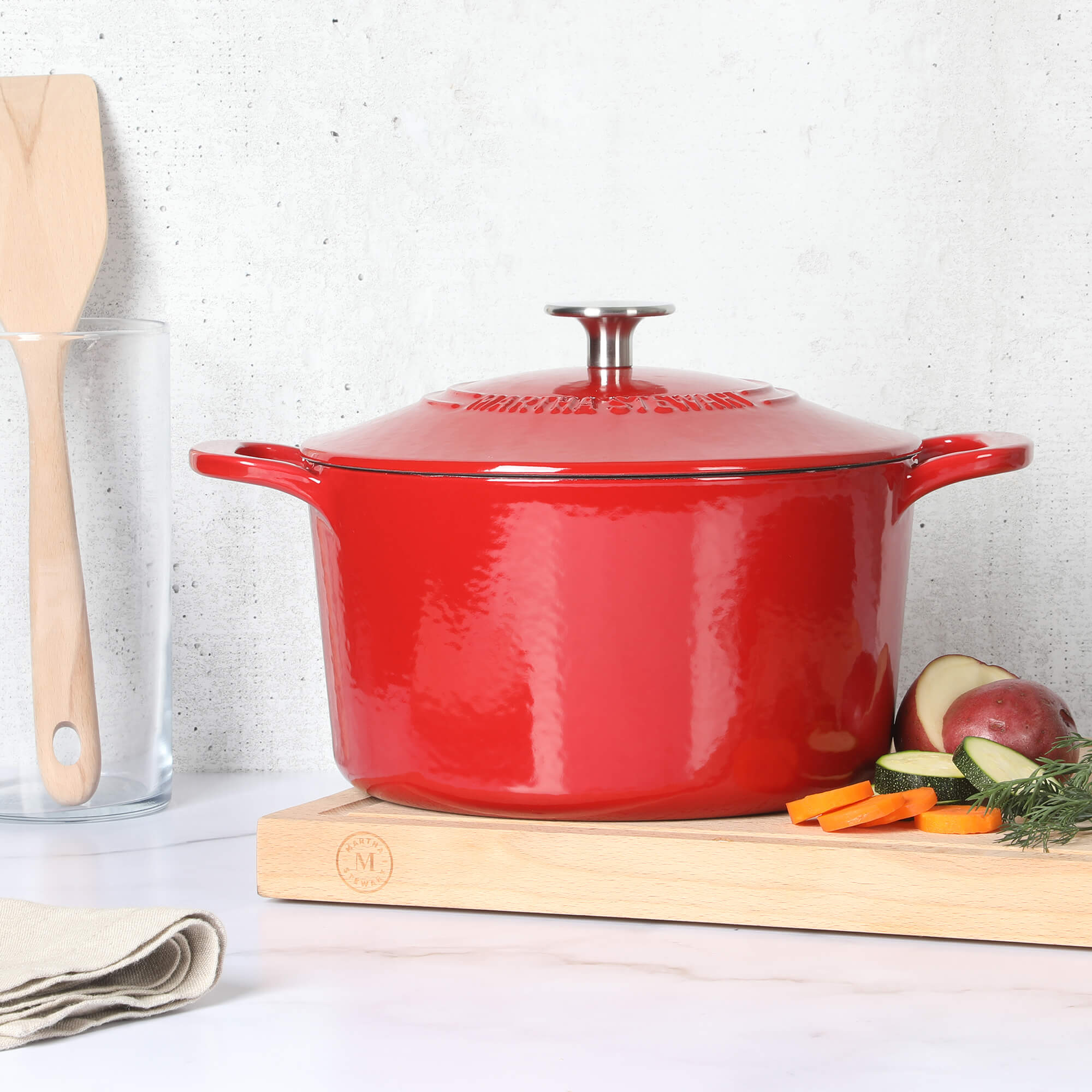 Martha Stewart Gatwick 4 Quart Enamel Cast Iron Dutch Oven - Red - Image 5
