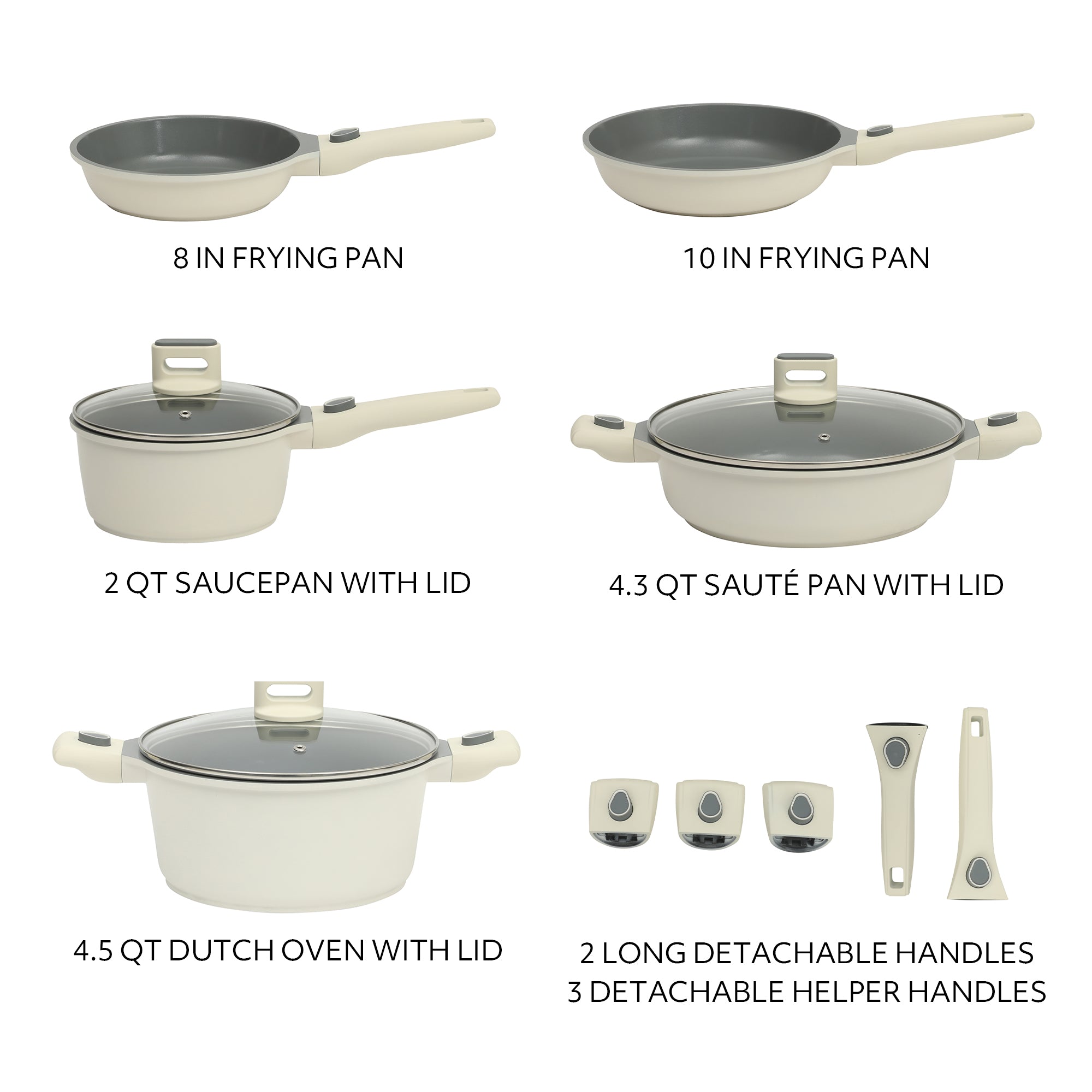 Sur La Table Kitchen Essentials 13 Piece Detachable Handle Pots and Pans Premium PFA Free Premium Ceramic Induction Cookware Set - Image 10