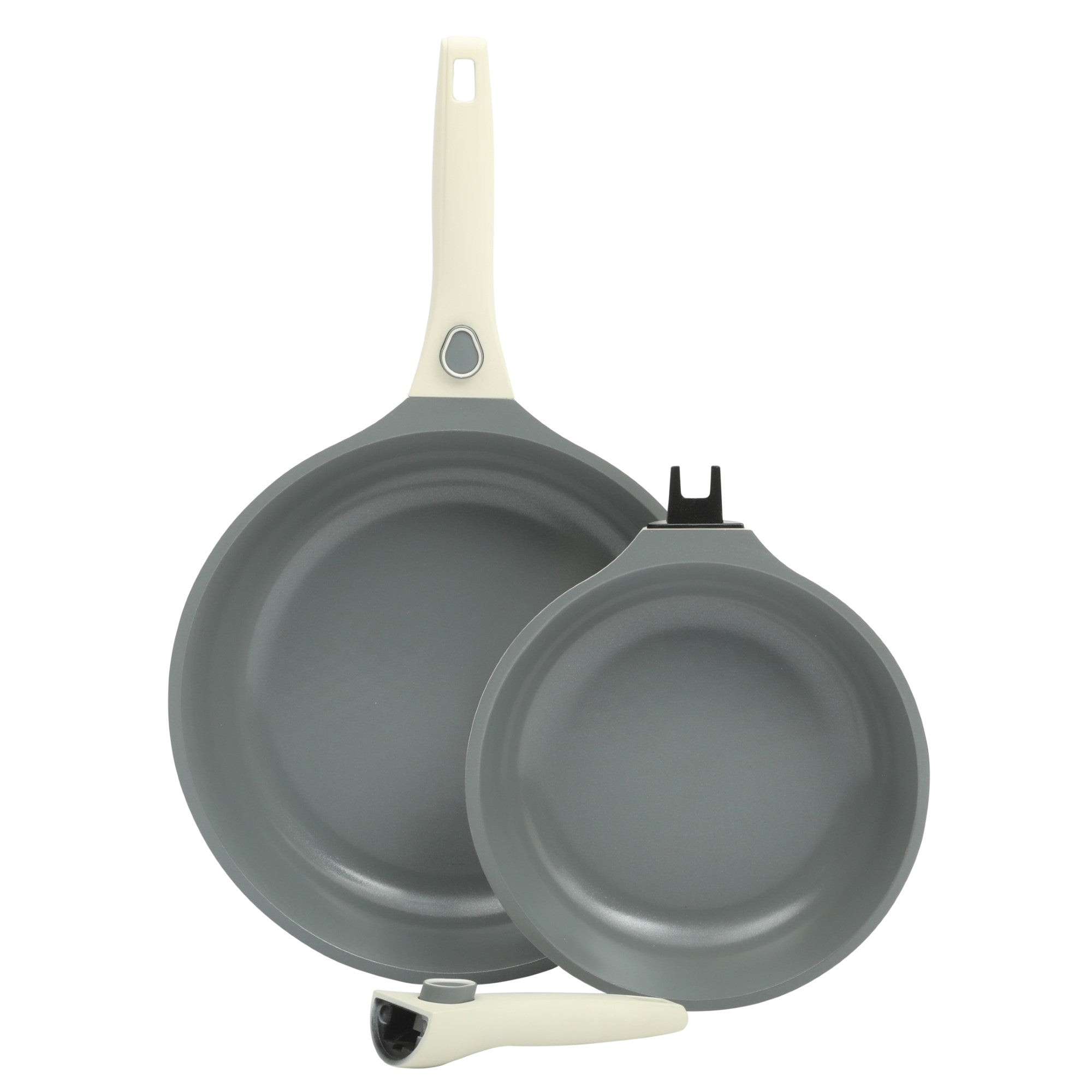 Sur La Table Kitchen Essentias Craft Studio Cast Aluminum Detachable Handle 8 and 10 Inch Fry Pan Set With PFA Free Premium Ceramic Non Stick Removable Handle Skillet Set - Induction Safe -Eggshell White - Image 3