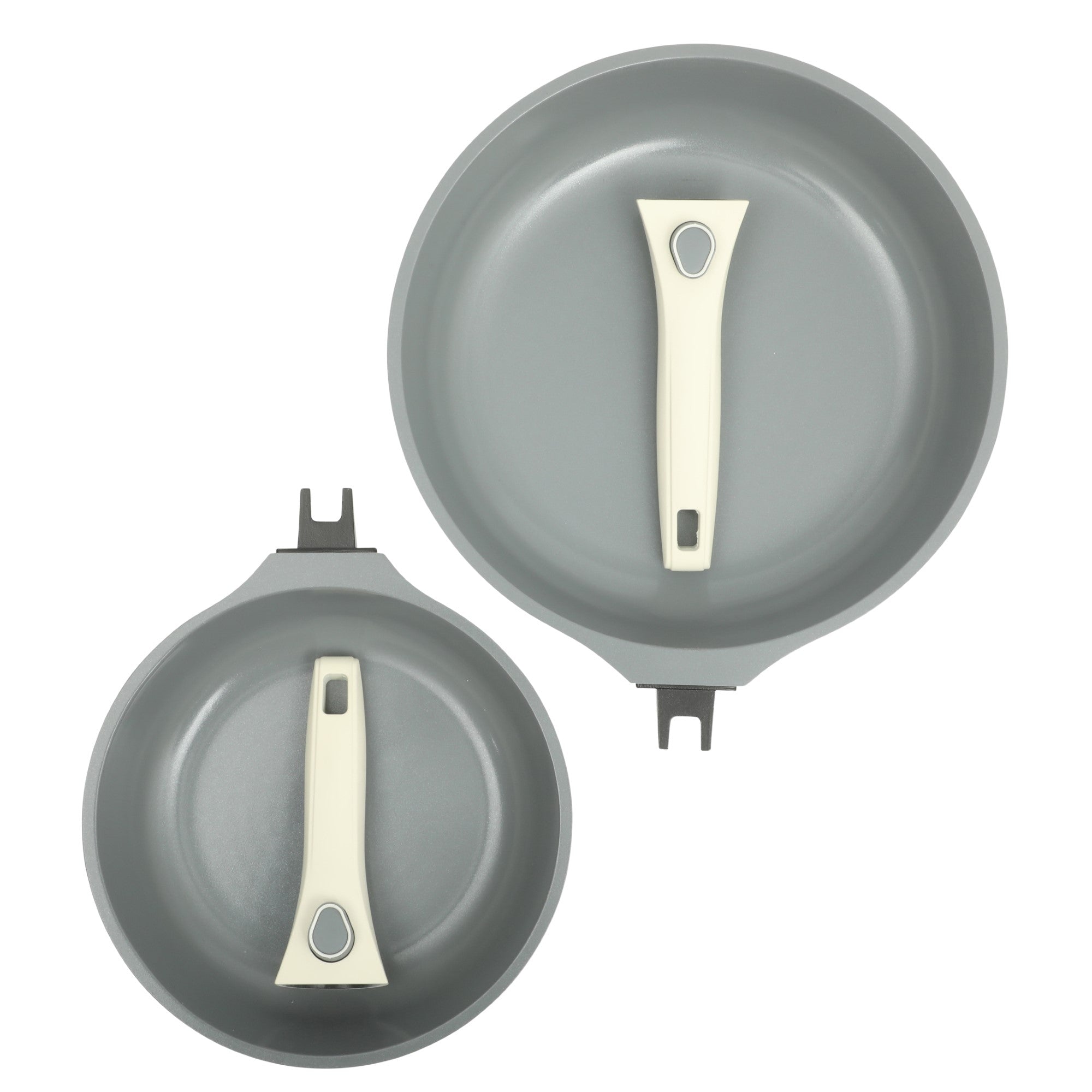 Sur La Table Kitchen Essentias Craft Studio Cast Aluminum Detachable Handle 8 and 10 Inch Fry Pan Set With PFA Free Premium Ceramic Non Stick Removable Handle Skillet Set - Induction Safe -Eggshell White - Image 8