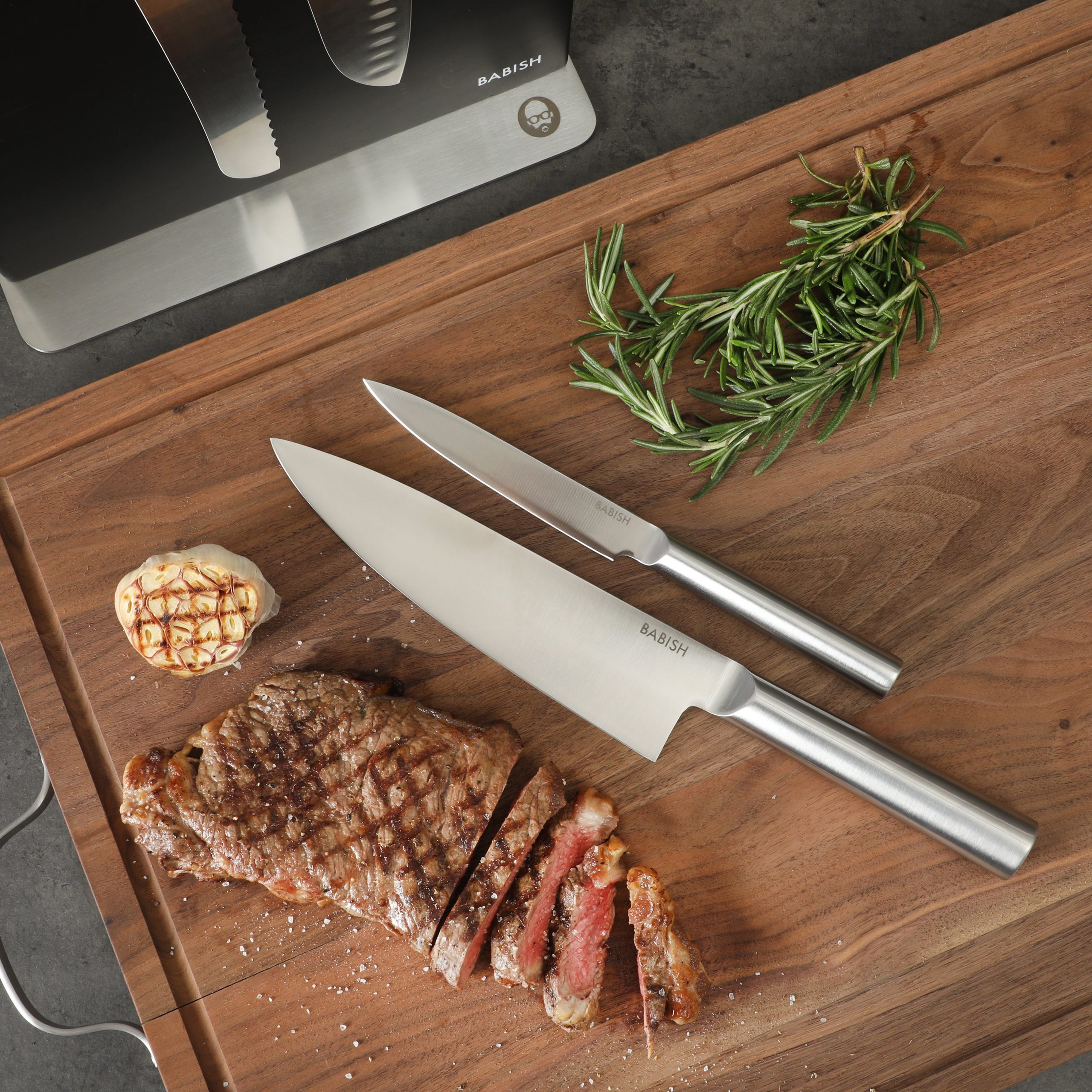 Babish 5 Piece 1.4116 German Steel Magnetic Knife Block Set Babish 5-Piece Forged Kitchen Knife Block Set – 1.4116 German Steel Cutlery with Magnetic Knife Holder – Professional Chef Knife Set - Image 2