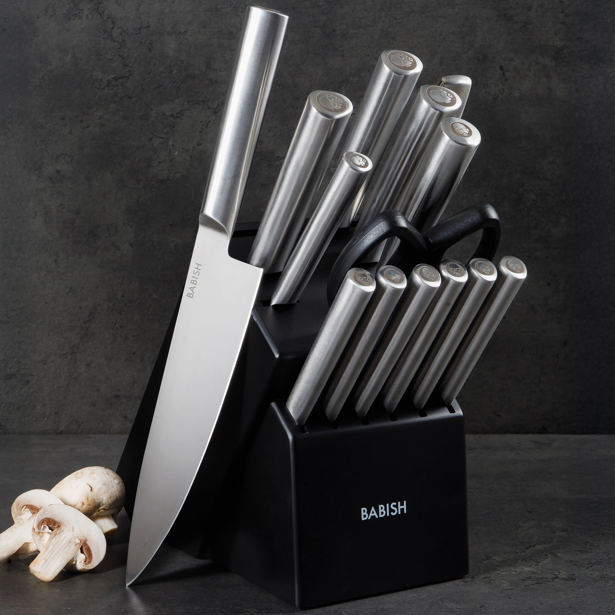 Babish High-Carbon 1.4116 German Steel 15 Piece Full Tang Forged Cutlery Kitchen Knife Block Set - Stainless Steel - Image 10