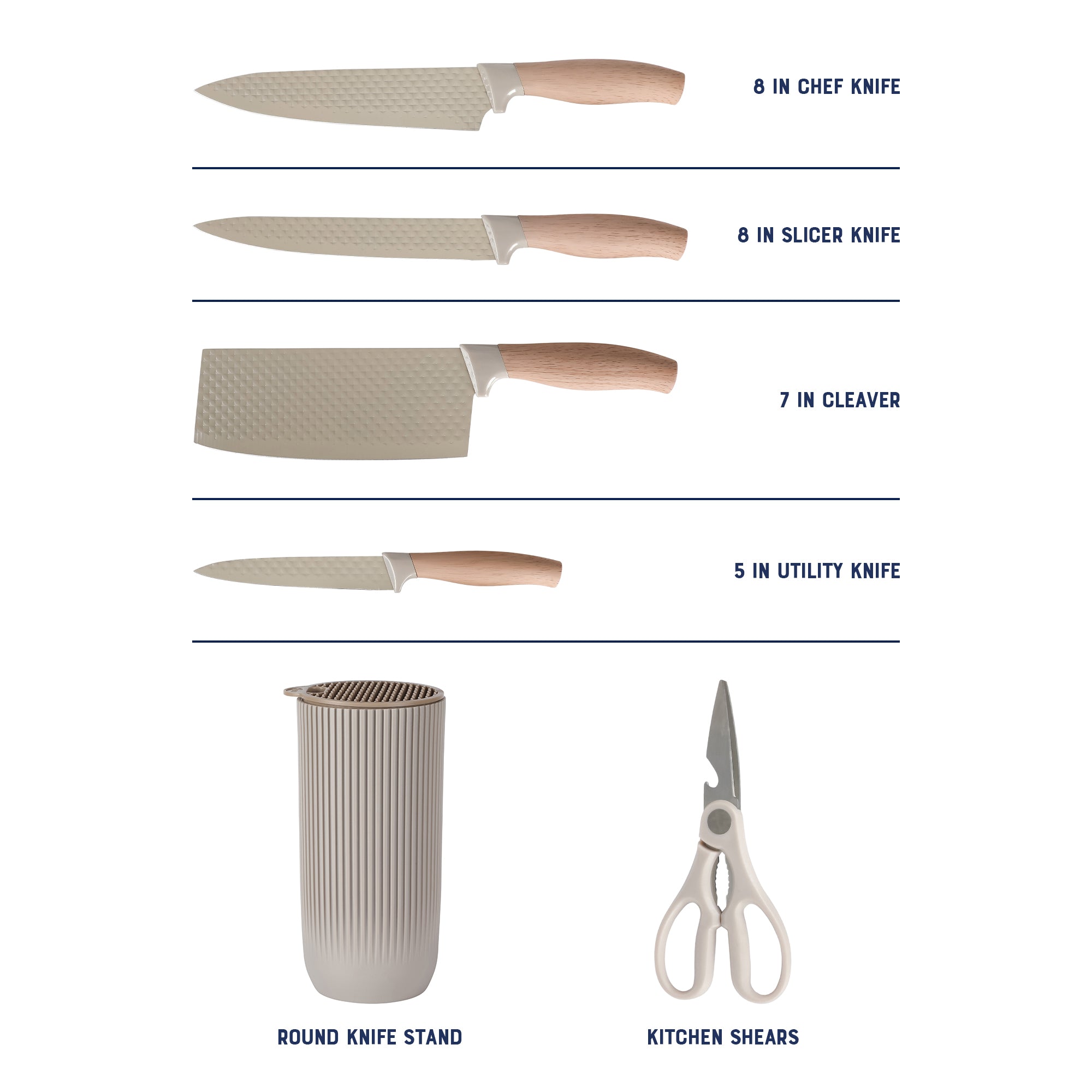 Oster Gunderson 6-Piece Kitchen Knife Block Set. Stainless Steel Kitchen Knife Set - Image 4