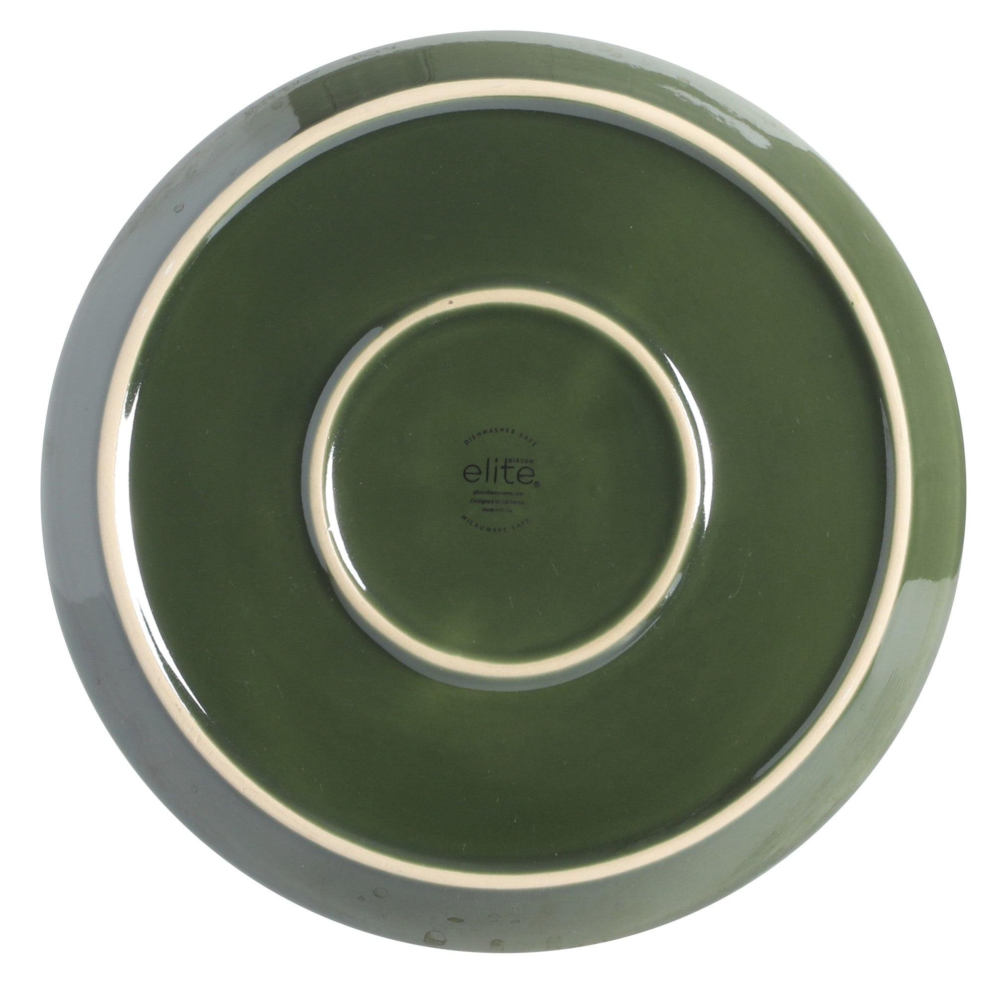 Gibson Elite 12 Piece (Service for 4) Fern Canyon Plates and Bowls Reactive Glaze Modern Coupe Round Dishes Stoneware Ceramic Dinnerware Set - Glossy Green - Image 7