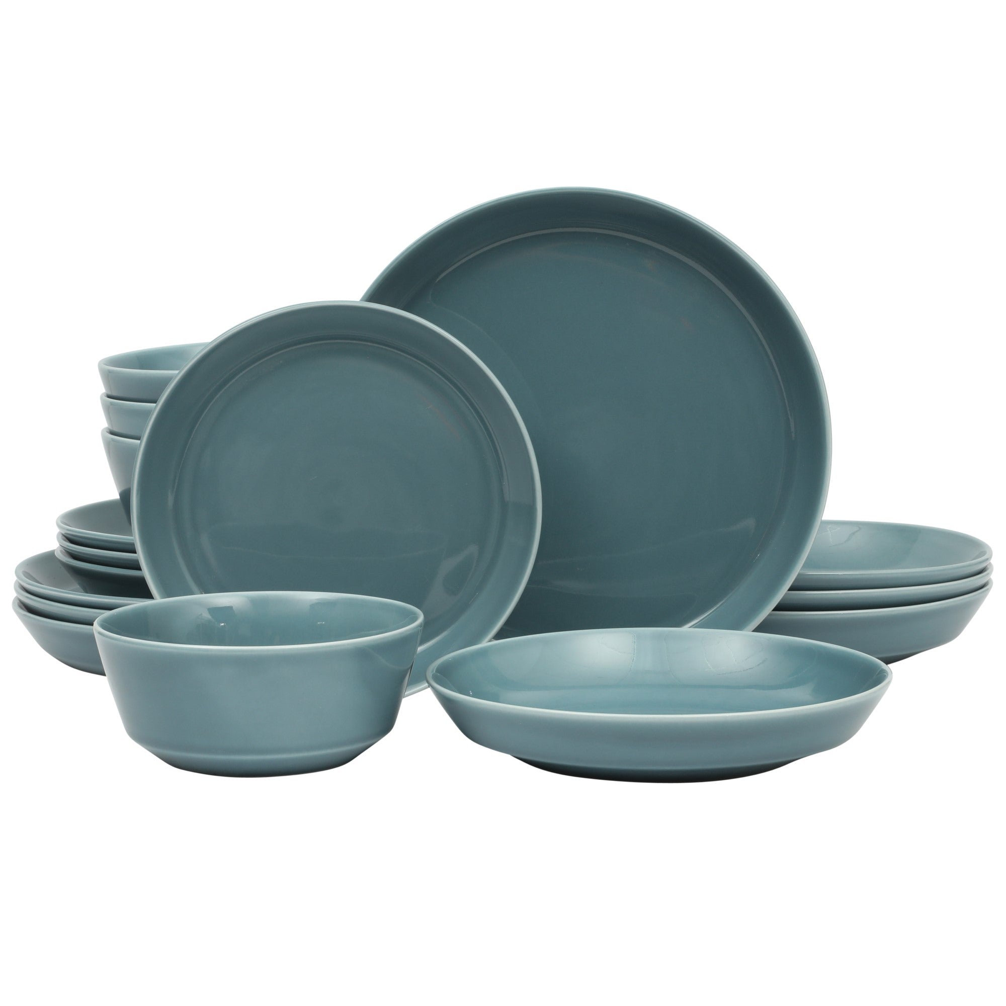 Gibson Home Summer Shades 16 Piece Plates and Bowls Dishes Service for 4 Porcelain Dinnerware Set - Image 14