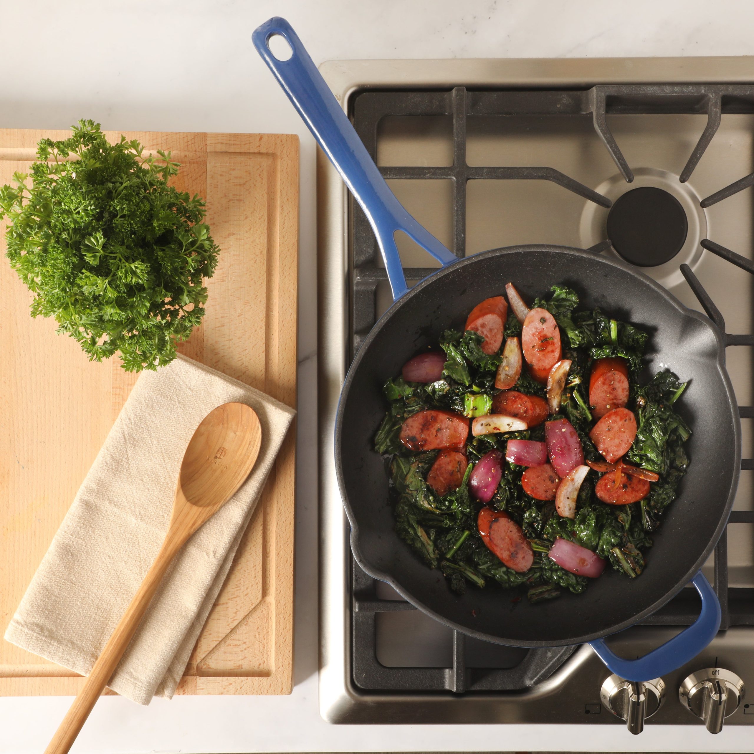 Martha Stewart Gatwick 12” Enameled Cast Iron Skillet, PFAS-Free, Rust Resistant, Oven Safe - Image 2