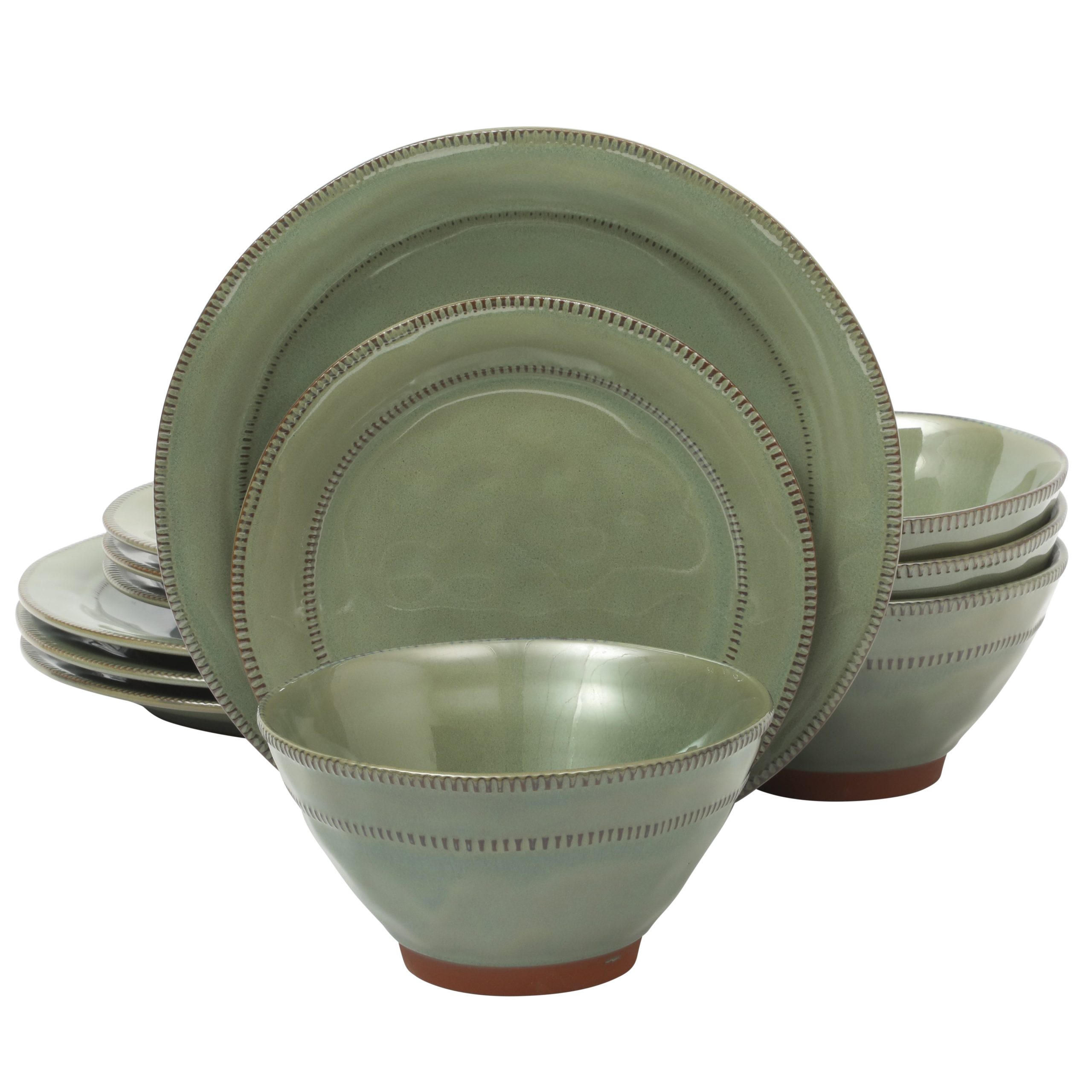 Gibson Elite Terranea 12-Piece Reactive Terracotta Dinnerware Set - Image 4