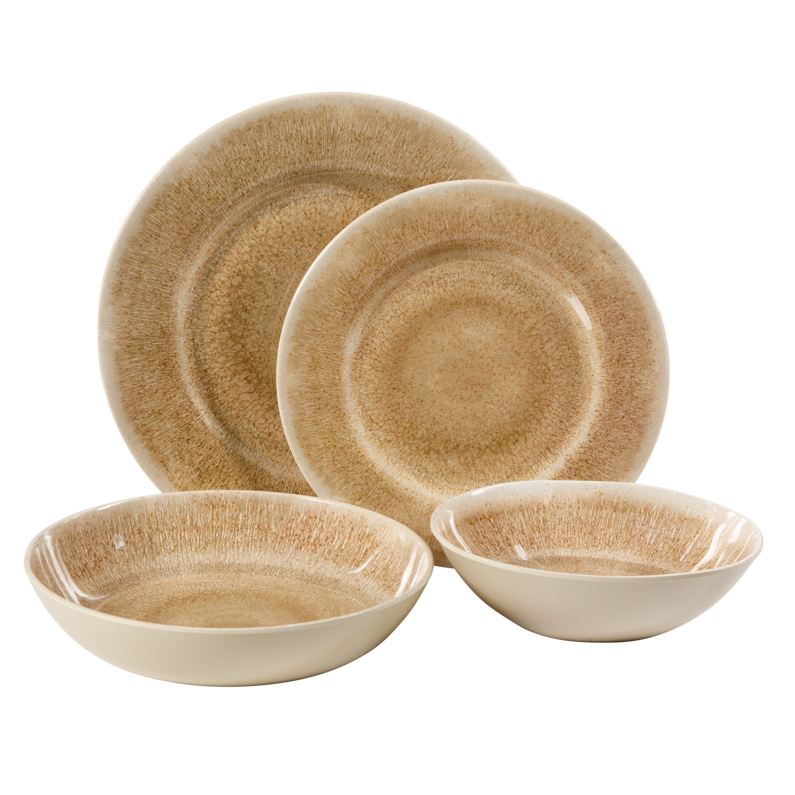 Gibson Home Casper Court 16-Piece Melamine Dinnerware Set – Reactive Glaze Look Plates and Bowls, Service for 4 – Top Rack Dishwasher Safe Everyday Dining Set - Image 3