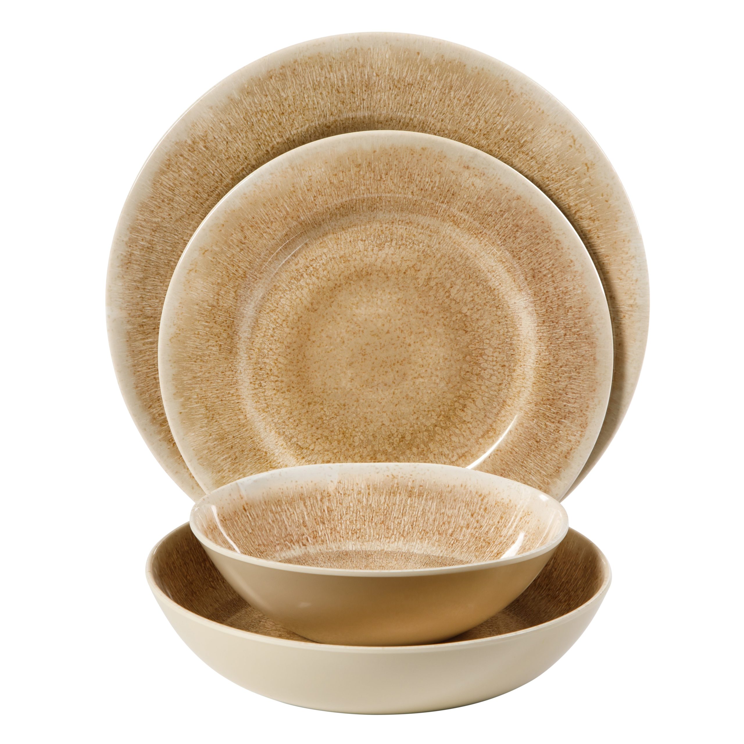 Gibson Home Casper Court 16-Piece Melamine Dinnerware Set – Reactive Glaze Look Plates and Bowls, Service for 4 – Top Rack Dishwasher Safe Everyday Dining Set - Image 4