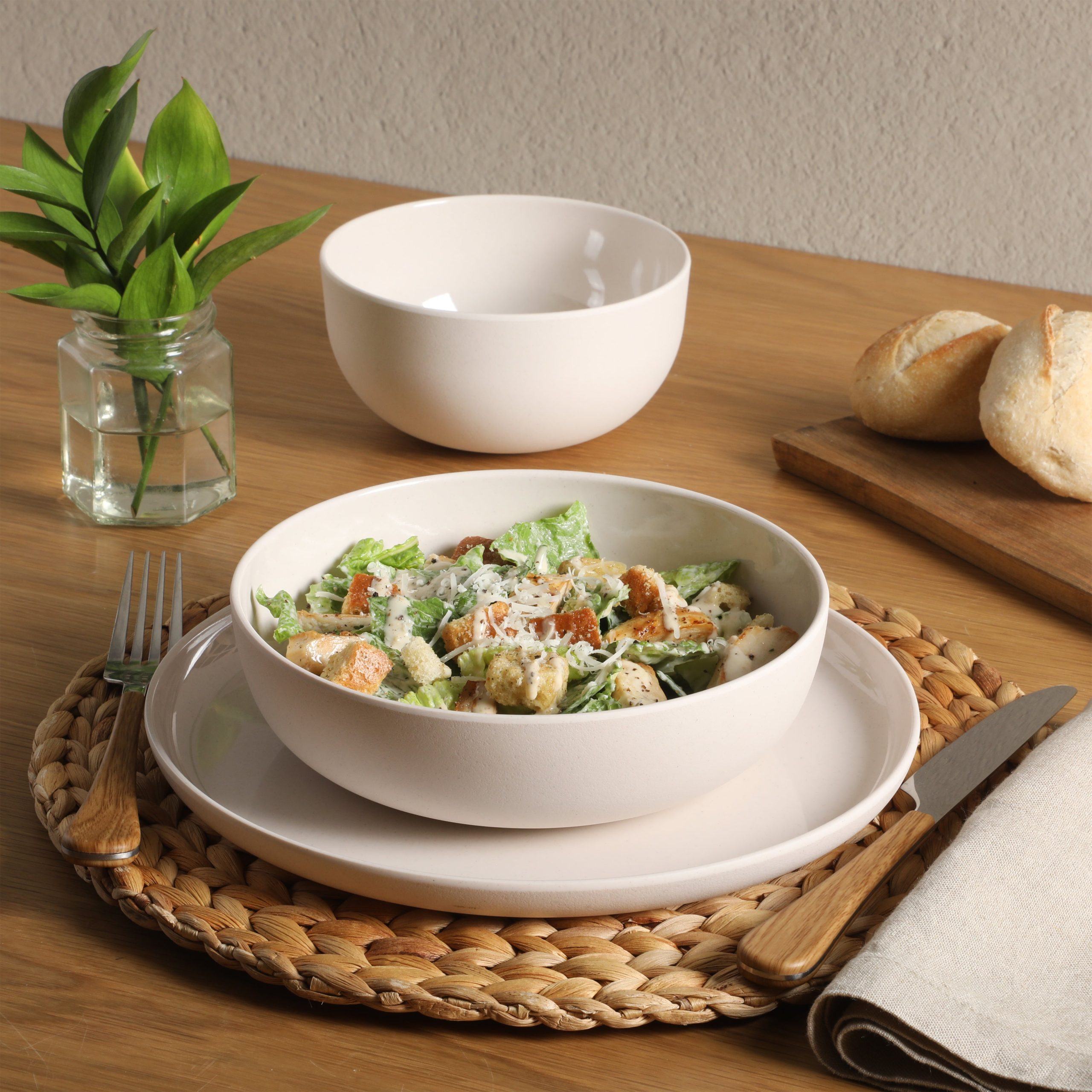 Gibson Home Candy Skies 12 Piece Unbreakable Wheat Straw Melamine Plates and Bowls Dinnerware Set - Outdoor, Camping, & Everyday Use - Matte Exterior/Shiny Interior - Image 3