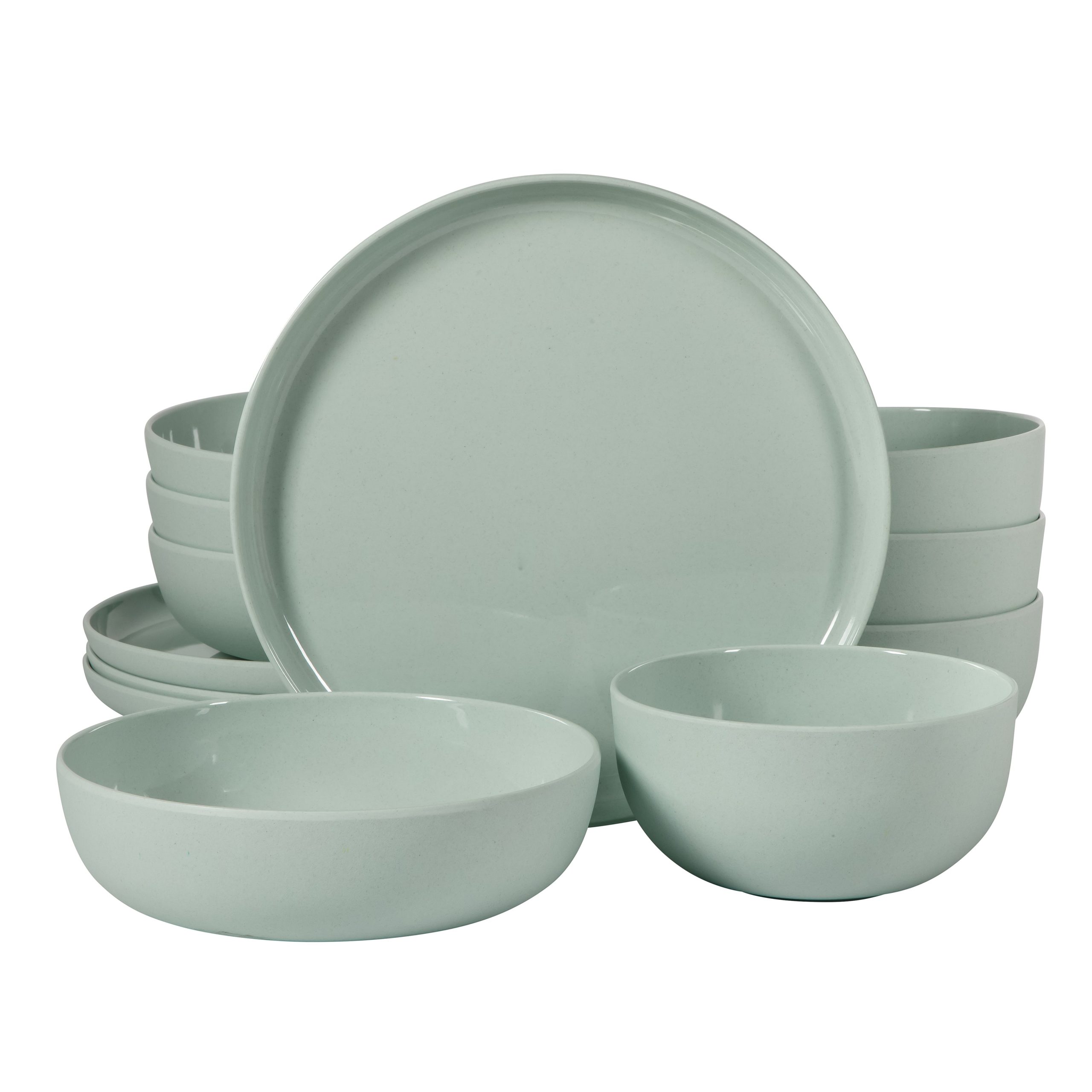 Gibson Home Candy Skies 12 Piece Unbreakable Wheat Straw Melamine Plates and Bowls Dinnerware Set - Outdoor, Camping, & Everyday Use - Matte Exterior/Shiny Interior - Image 14