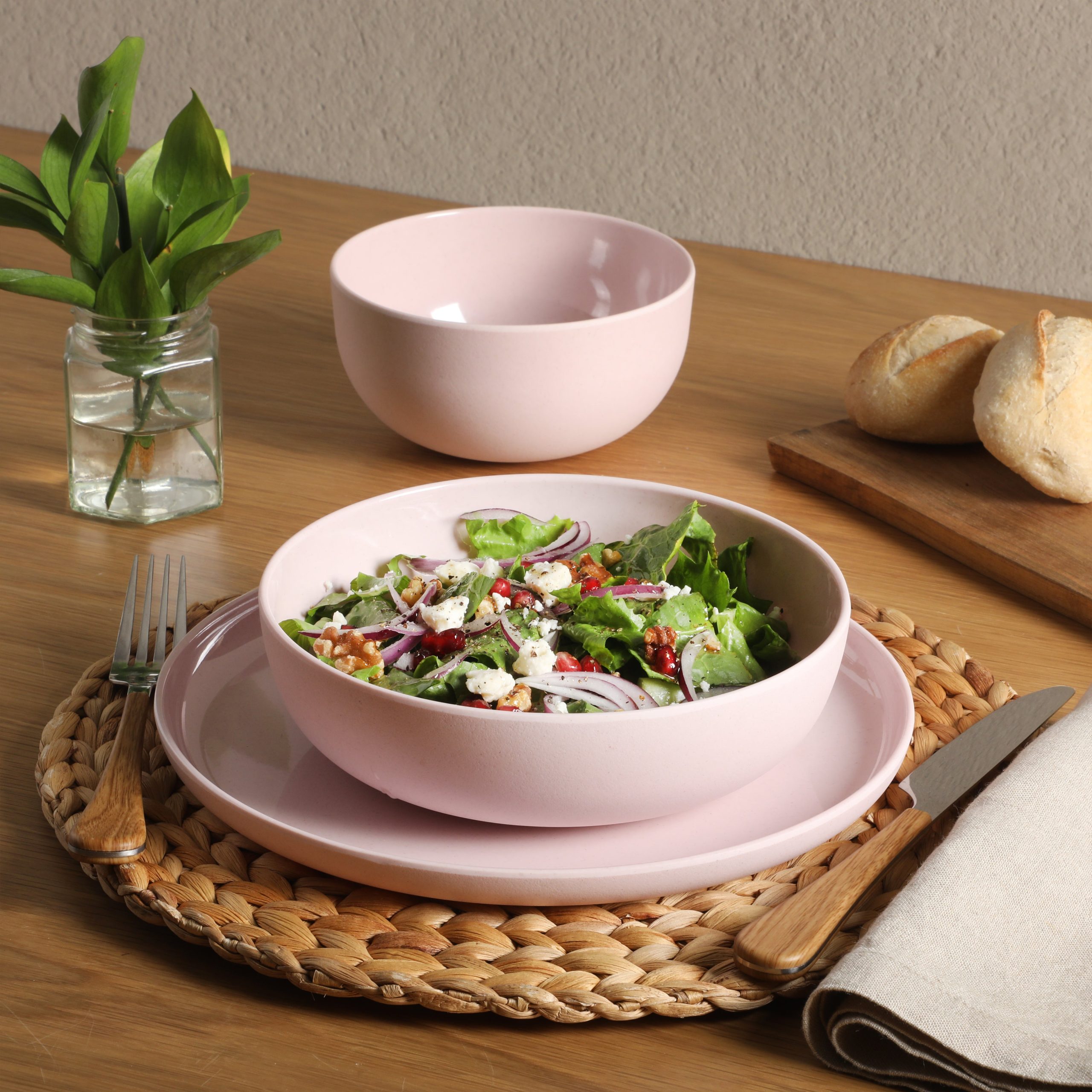 Gibson Home Candy Skies 12 Piece Unbreakable Wheat Straw Melamine Plates and Bowls Dinnerware Set - Outdoor, Camping, & Everyday Use - Matte Exterior/Shiny Interior - Image 11