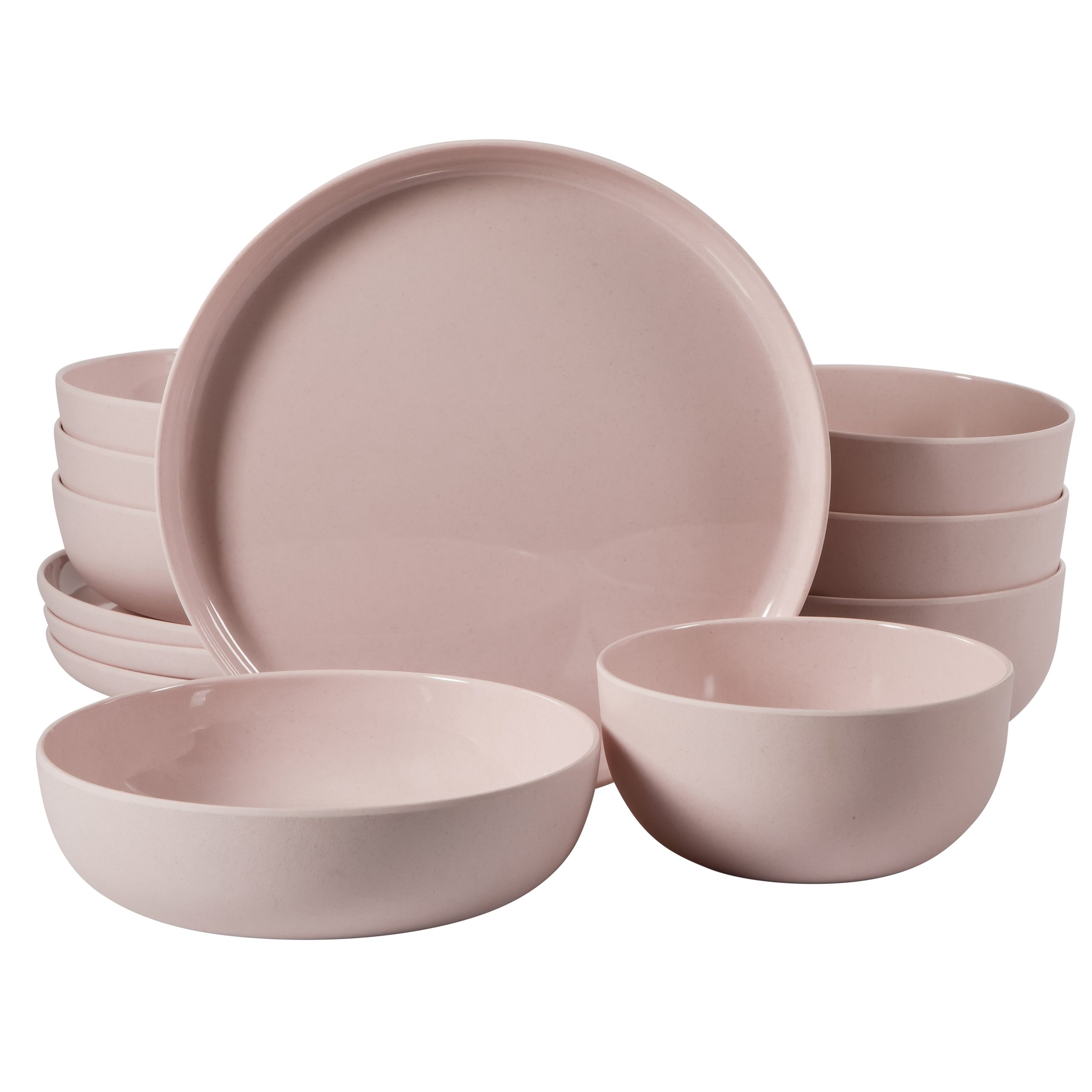 Gibson Home Candy Skies 12 Piece Unbreakable Wheat Straw Melamine Plates and Bowls Dinnerware Set - Outdoor, Camping, & Everyday Use - Matte Exterior/Shiny Interior - Image 8