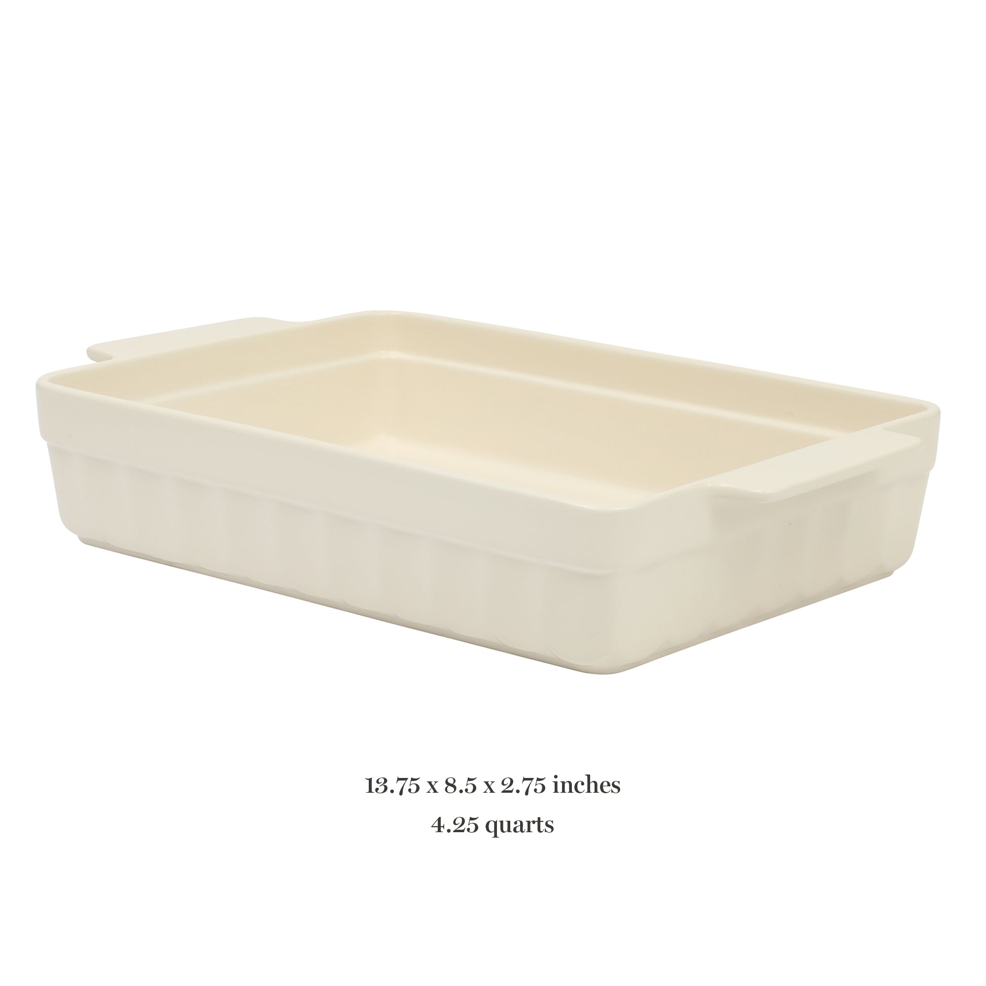 Martha Stewart Broadbrook Ceramic Bakeware, 13x9 Inch Rectangular Baking Dish with Handles, Cream Glazed Stoneware for Casseroles, Lasagna, Roasts & Desserts, Oven & Dishwasher Safe - Image 3