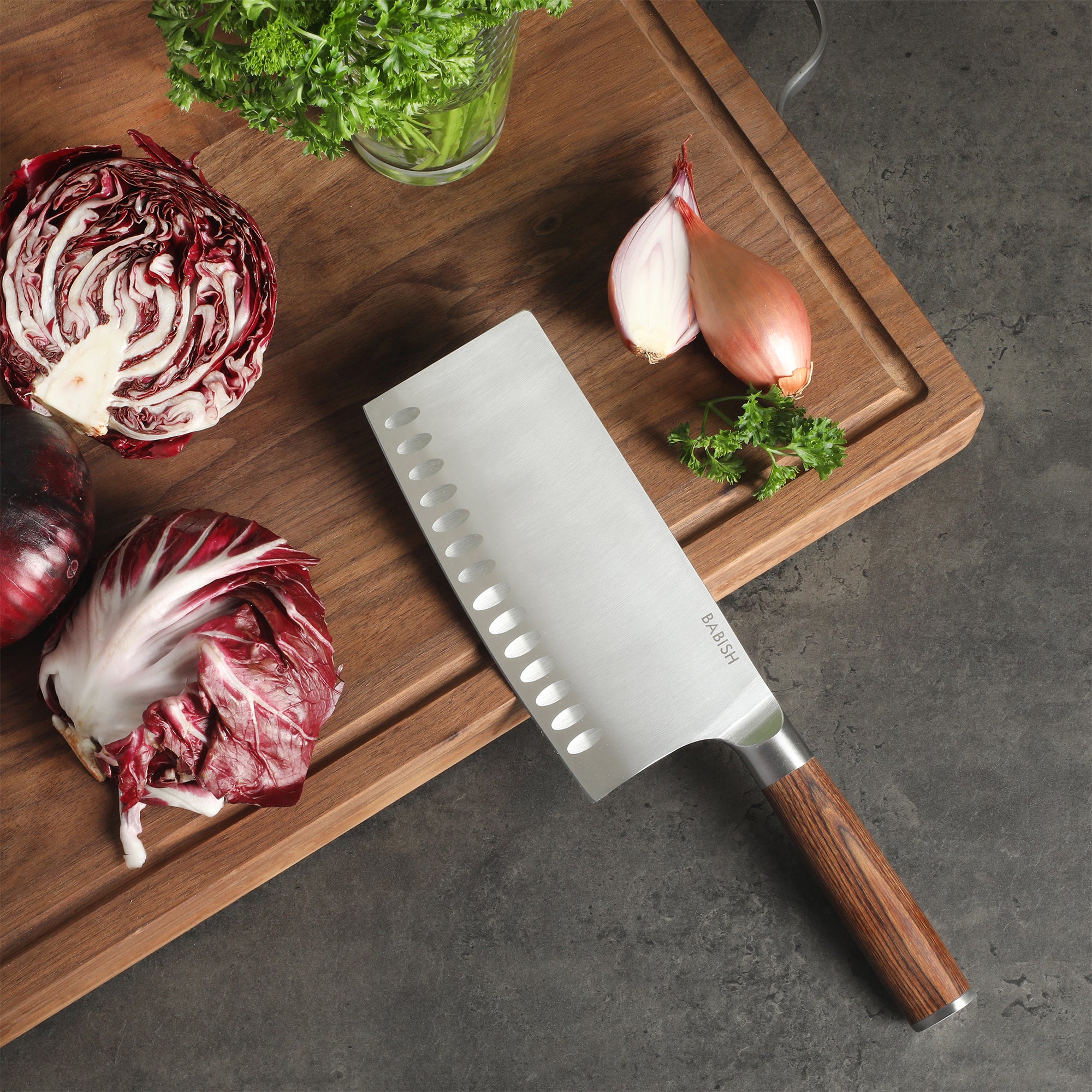 Babish 6.5-Inch Forged Cleaver Knife with Pakka Wood Handle – High-Carbon 1.4116 German Steel Full Tang Kitchen Knife for Heavy-Duty Chopping and Slicing - Image 5