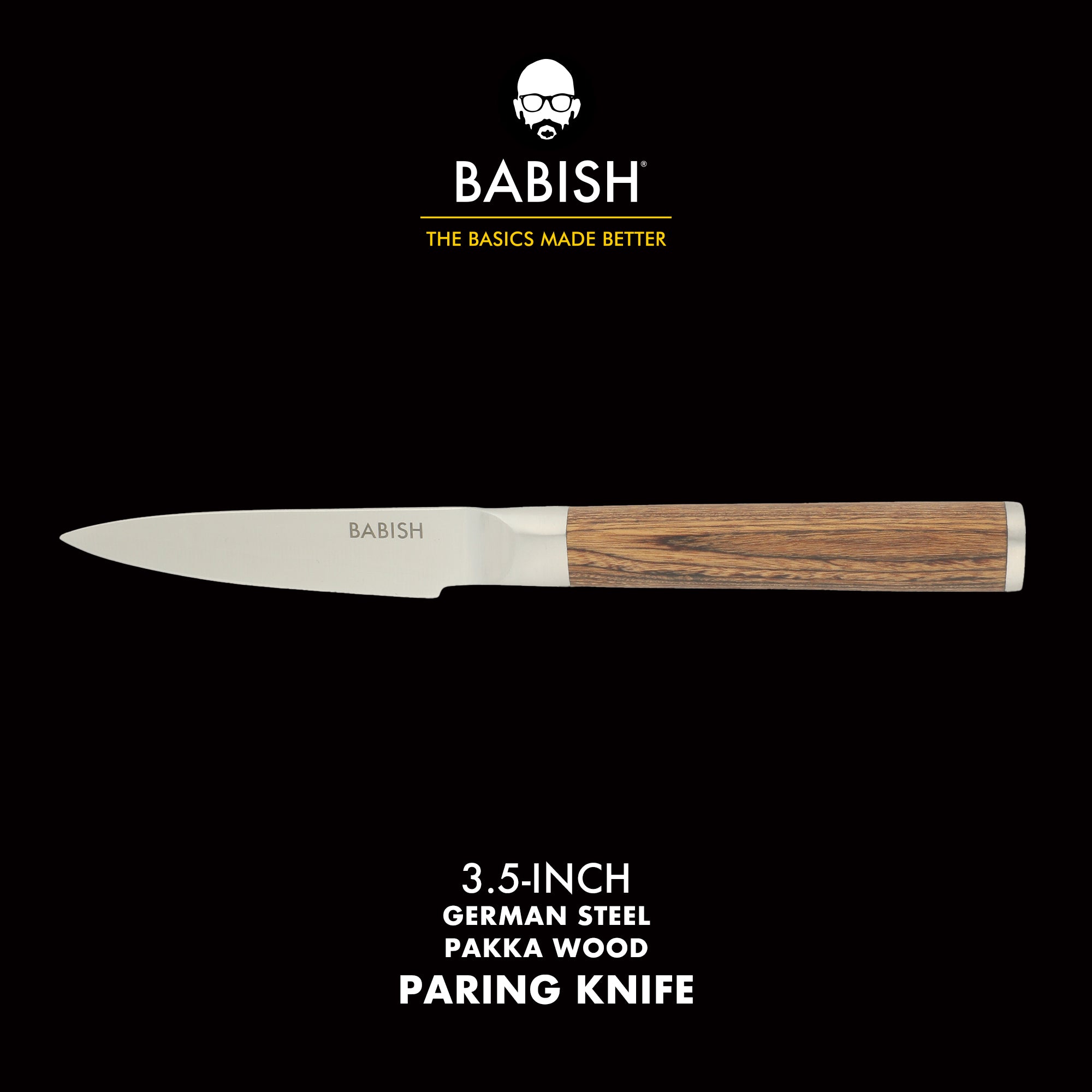 Babish 1.4116 German Stainless Steel Paring Knife with Pakka Wood Handle – 3.5-Inch Precision Kitchen Knife for Peeling, Trimming & Prep Work, Full-Tang Blade - Image 9