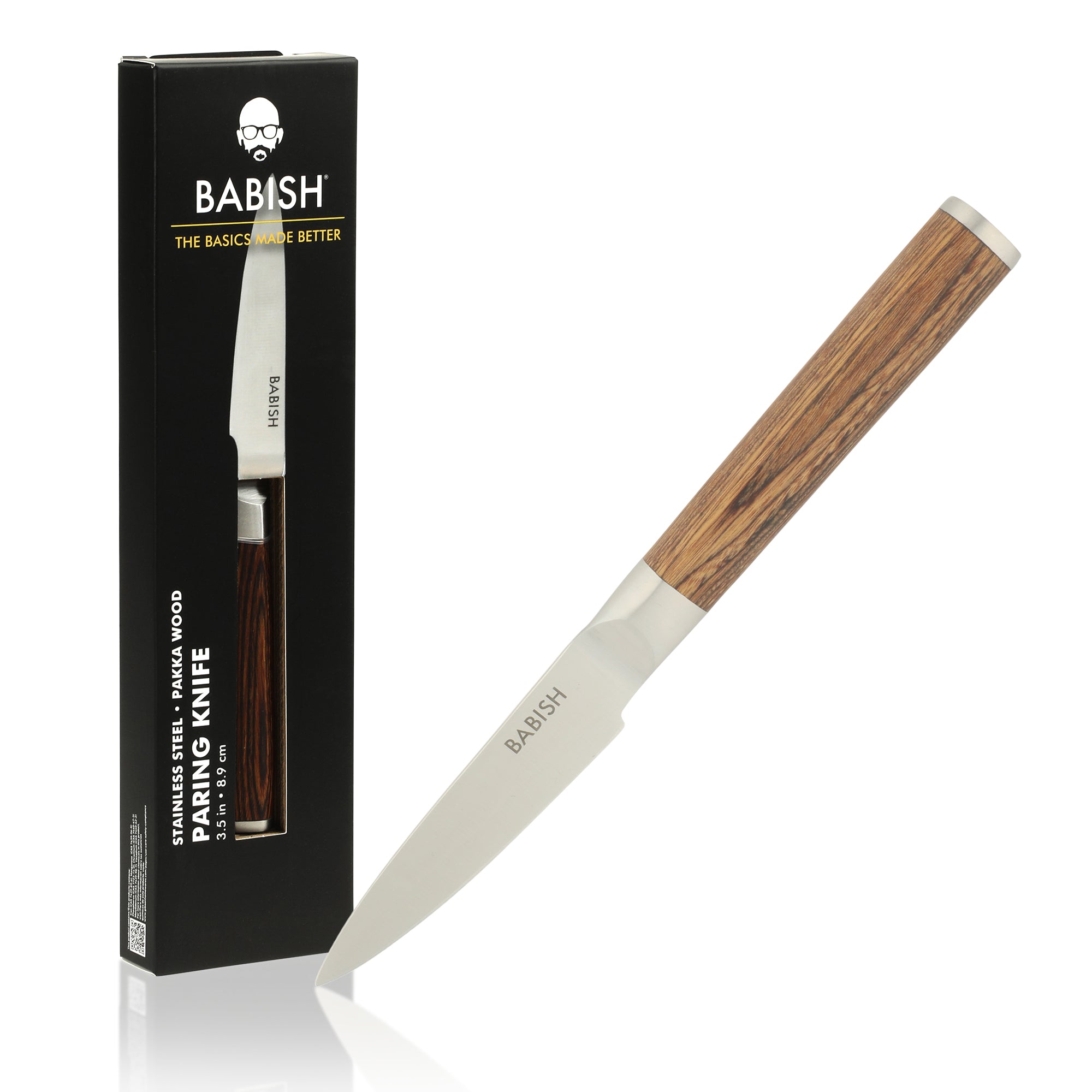 Babish 1.4116 German Stainless Steel Paring Knife with Pakka Wood Handle – 3.5-Inch Precision Kitchen Knife for Peeling, Trimming & Prep Work, Full-Tang Blade - Image 8