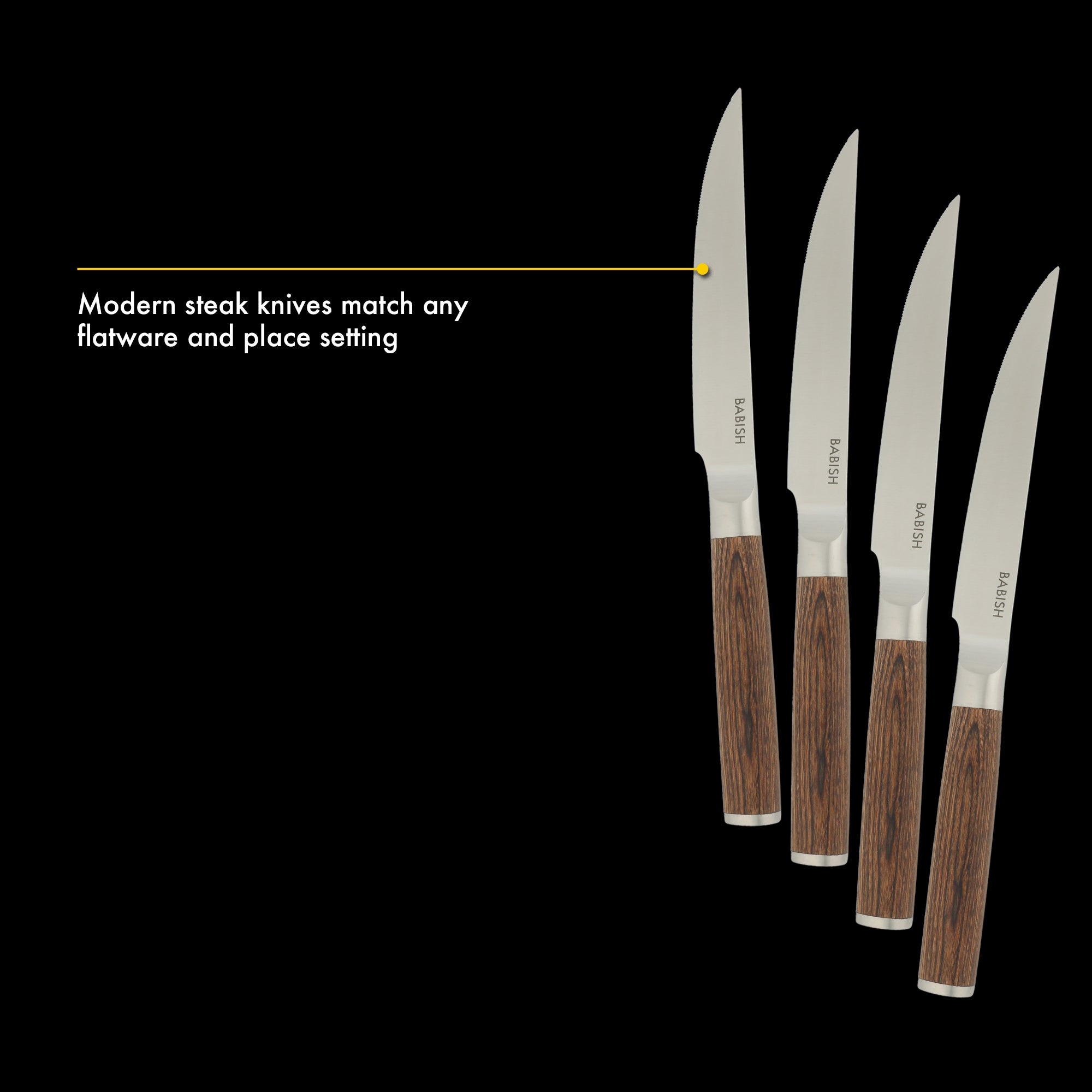 Babish 4-Piece 1.4116 German Stainless Steel Steak Knife Set with Pakka Wood Handles – Full-Tang Steak Knives for Dining, Entertaining & Everyday Table Use - Image 4