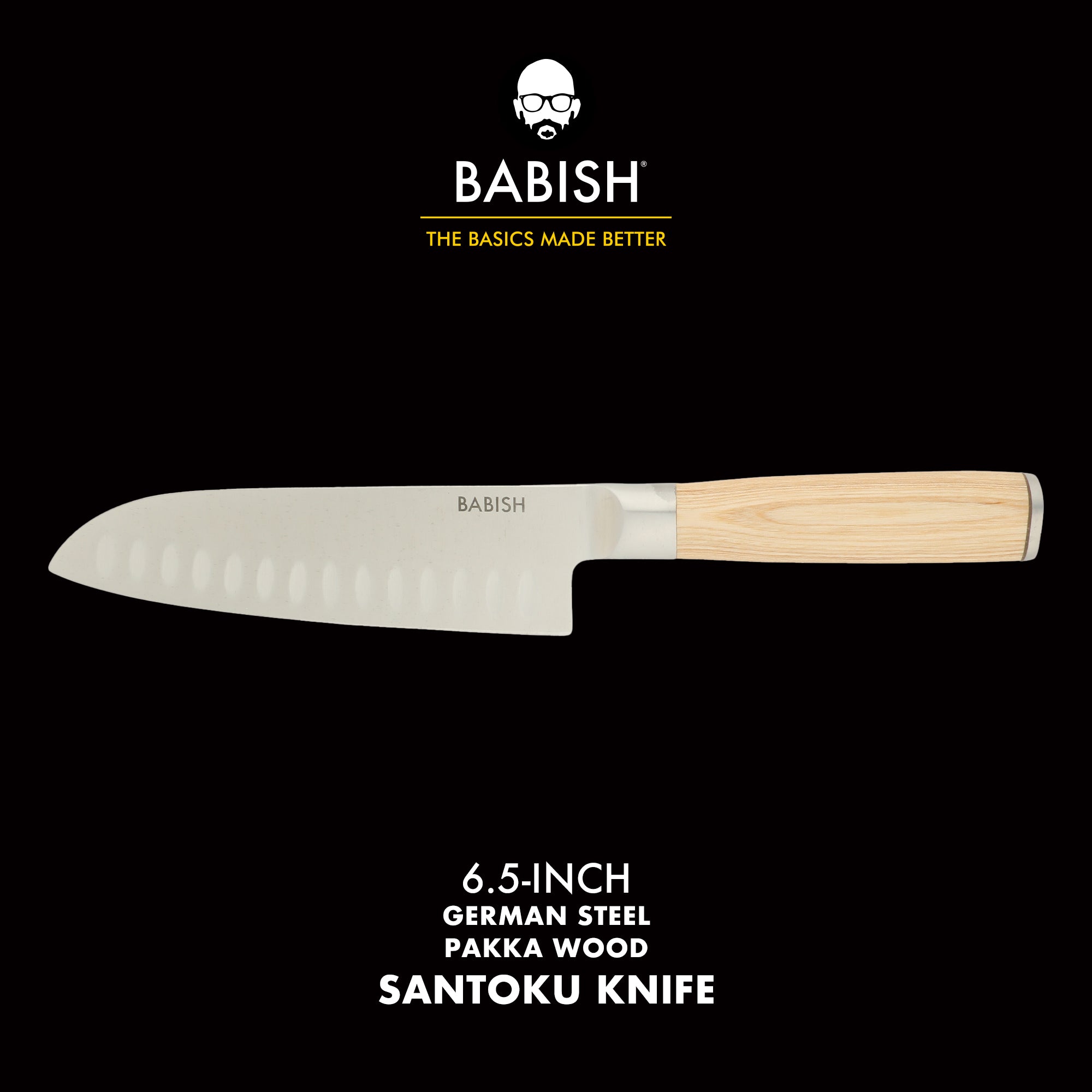 Babish 6.5-Inch Santoku Knife – High-Carbon 1.4116 German Steel Kitchen Knife with Pakka Wood Handle, Full-Tang Razor Sharp Blade for Chopping, Slicing, Dicing & Precision Prep - Image 9