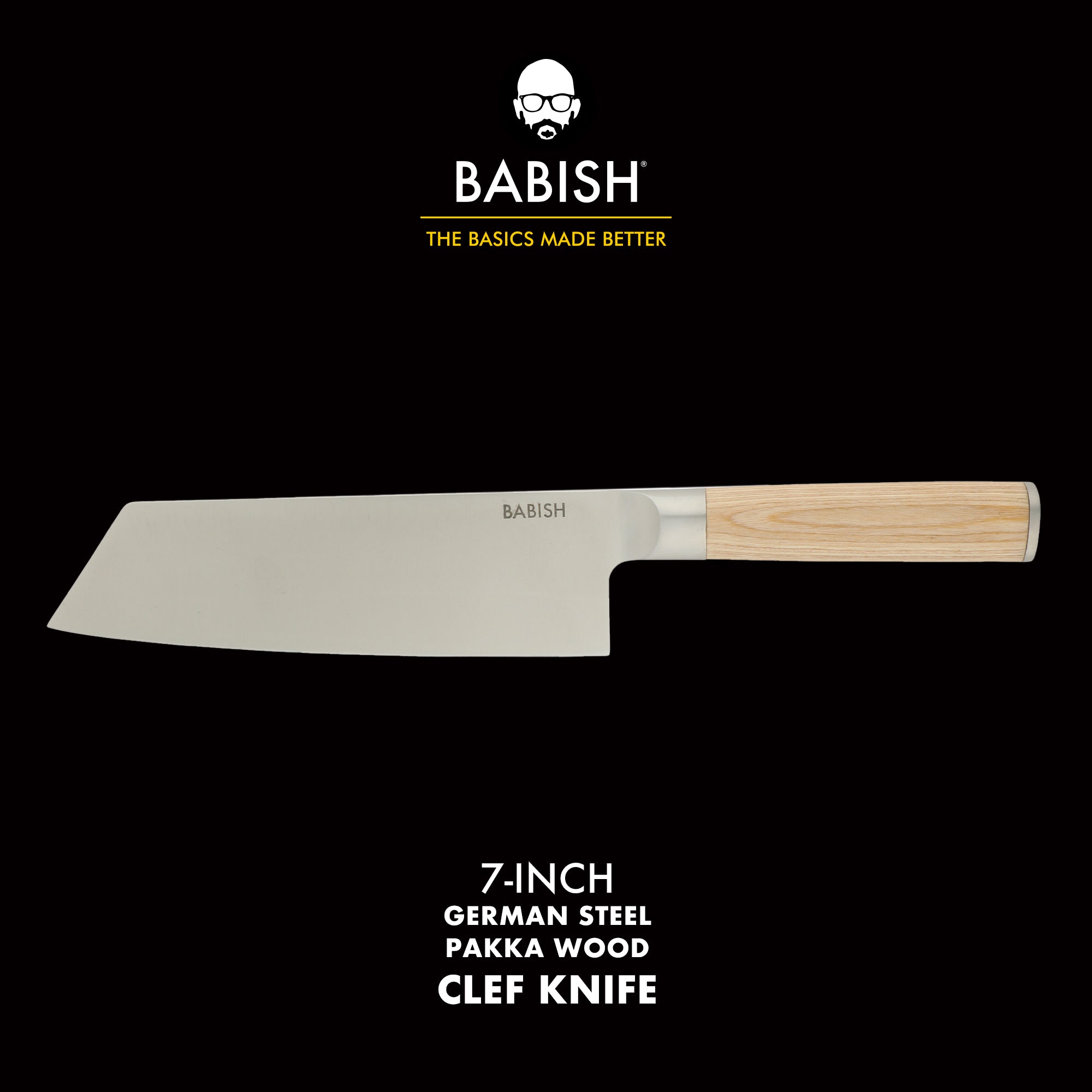 Babish 7.5-Inch Clef Knife – High-Carbon 1.4116 German Steel Kitchen Knife with Pakka Wood Handle, Chef & Cleaver Hybrid for Chopping, Slicing & Prep, Full-Tang, Razor Sharp, Ergonomic Design - Image 2