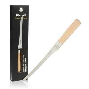 Babish 1.4116 German Stainless Steel Boning & Fillet Knife with Pakka Wood Handle – 6-Inch Full-Tang Flexible Kitchen Knife for Meat, Poultry, Fish & Precision Butchering