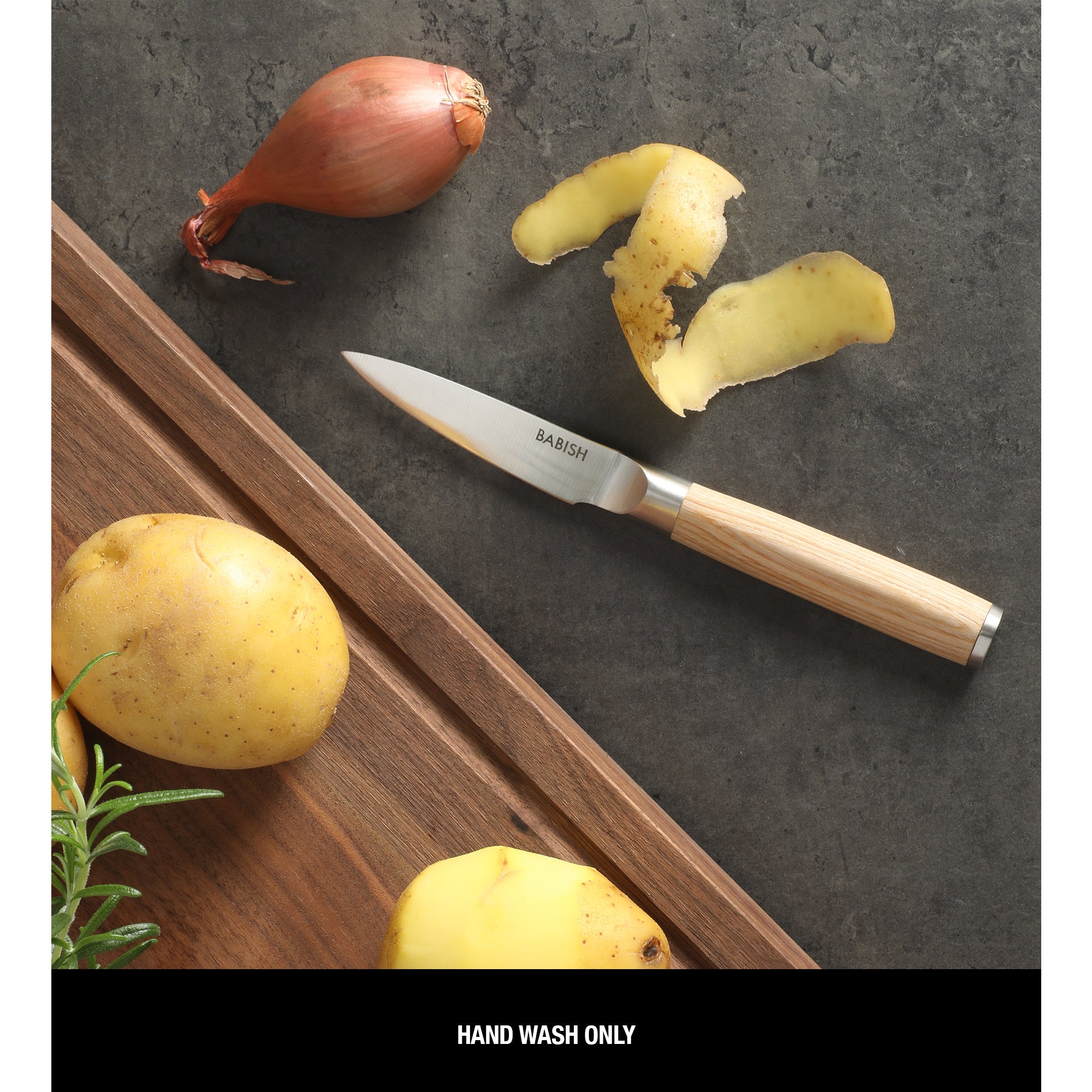 Babish 1.4116 German Stainless Steel Paring Knife with Pakka Wood Handle – 3.5-Inch Precision Kitchen Knife for Peeling, Trimming & Prep Work, Full-Tang Blade - Image 4