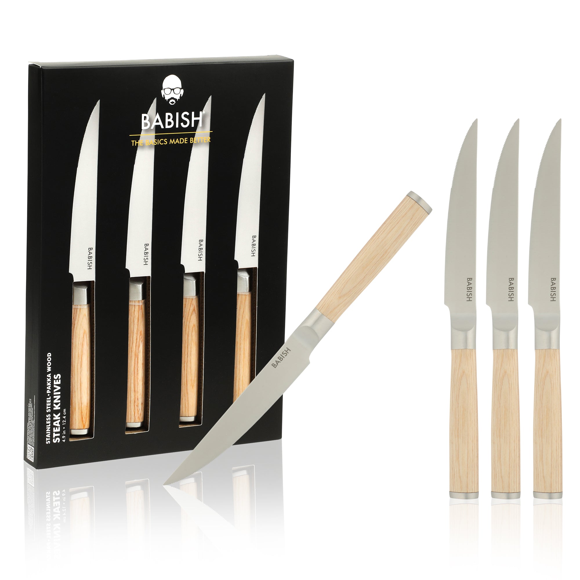 Babish 4-Piece 1.4116 German Stainless Steel Steak Knife Set with Pakka Wood Handles – Full-Tang Steak Knives for Dining, Entertaining & Everyday Table Use - Image 9
