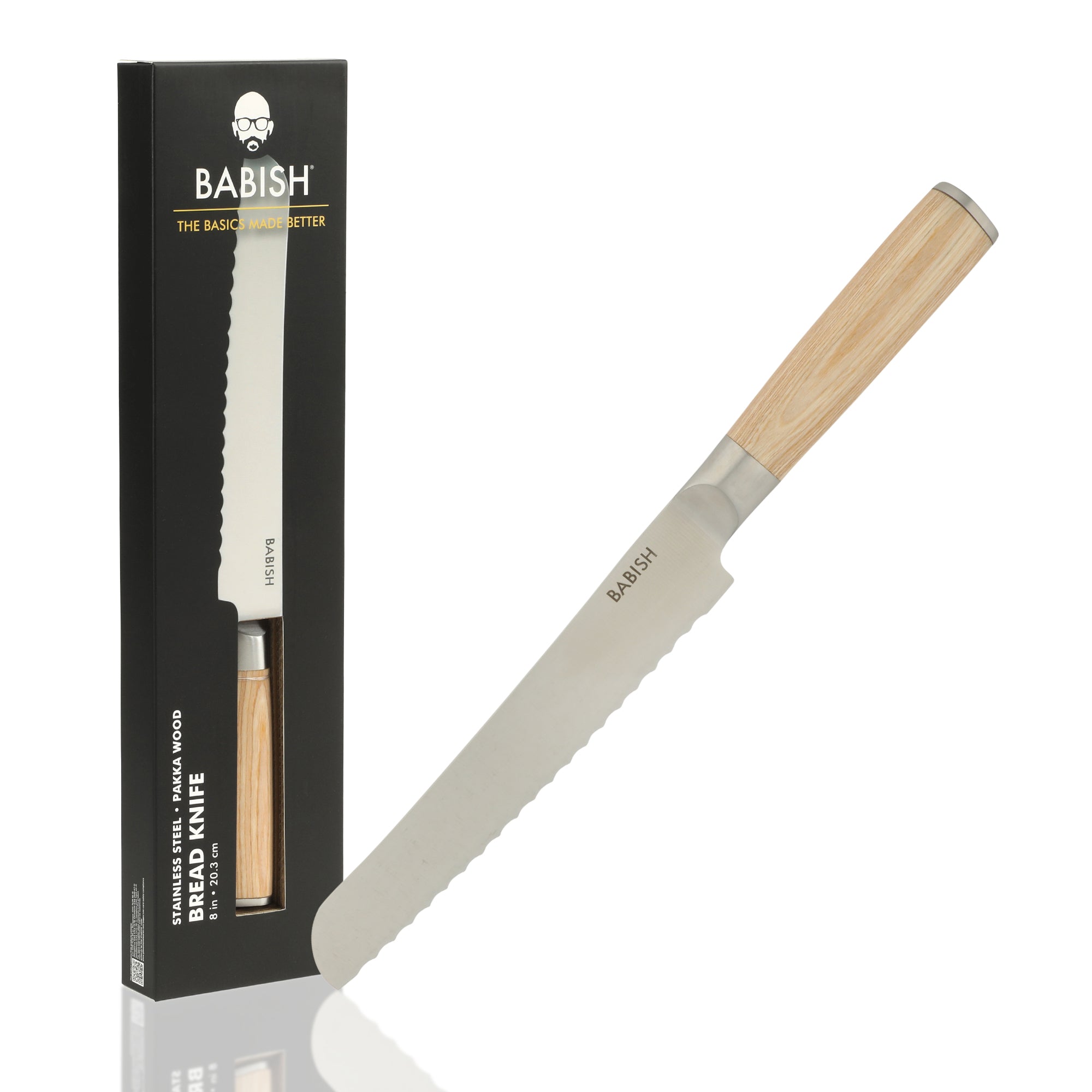 Babish 8-Inch Bread Knife – High-Carbon 1.4116 German Steel Serrated Knife with Pakka Wood Handle, Full-Tang Razor Sharp Kitchen Knife for Slicing Bread, Crusting & Artisan Loaves - Image 8