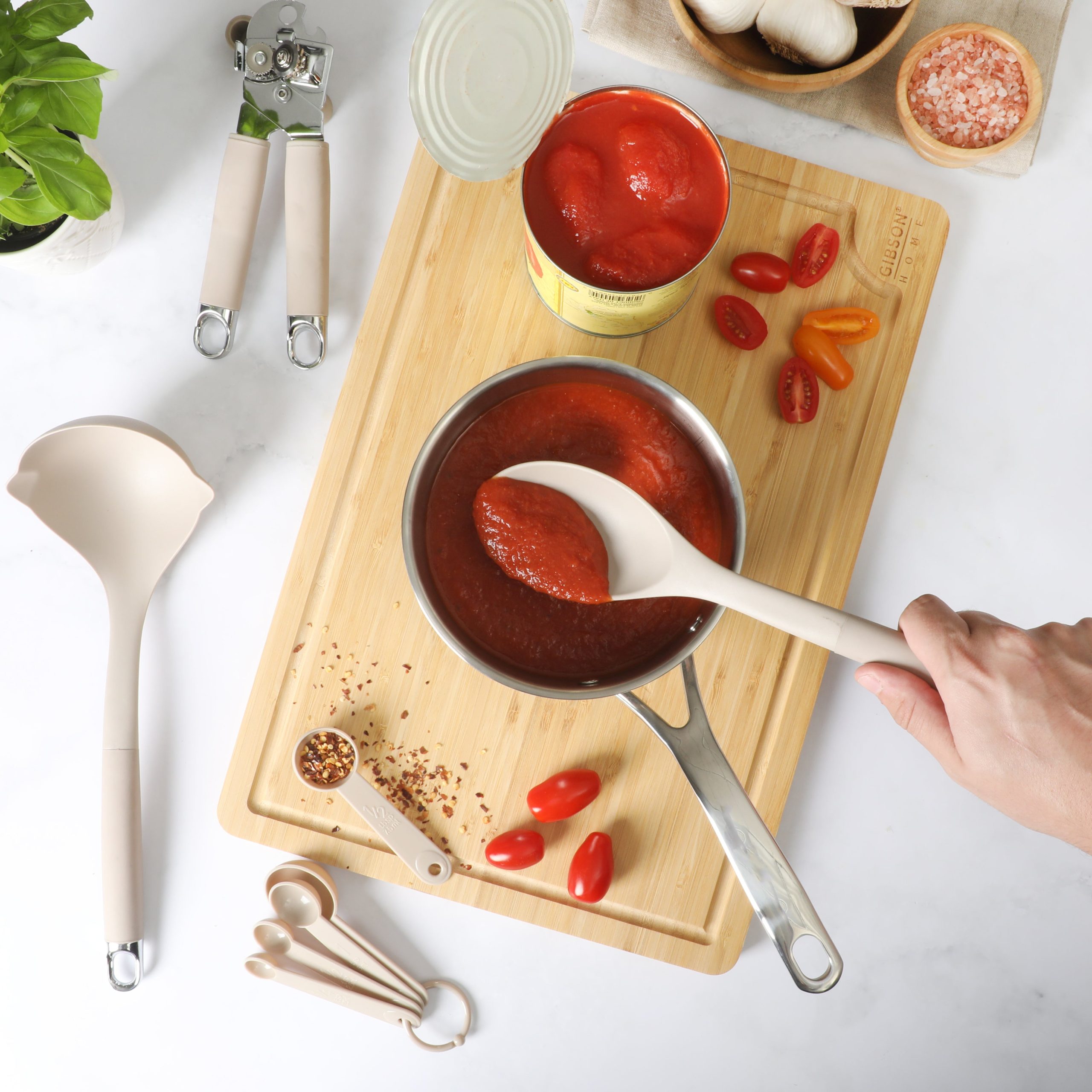 Gibson Home 20-Piece Kitchen Gadget & Tool Set – Nylon Cooking Utensils Spatulas, Ladle, Skimmer, Serving Spoons, Measuring Cups & Spoons, Can Opener, Peeler, Ice Cream Scoop & More - Image 4