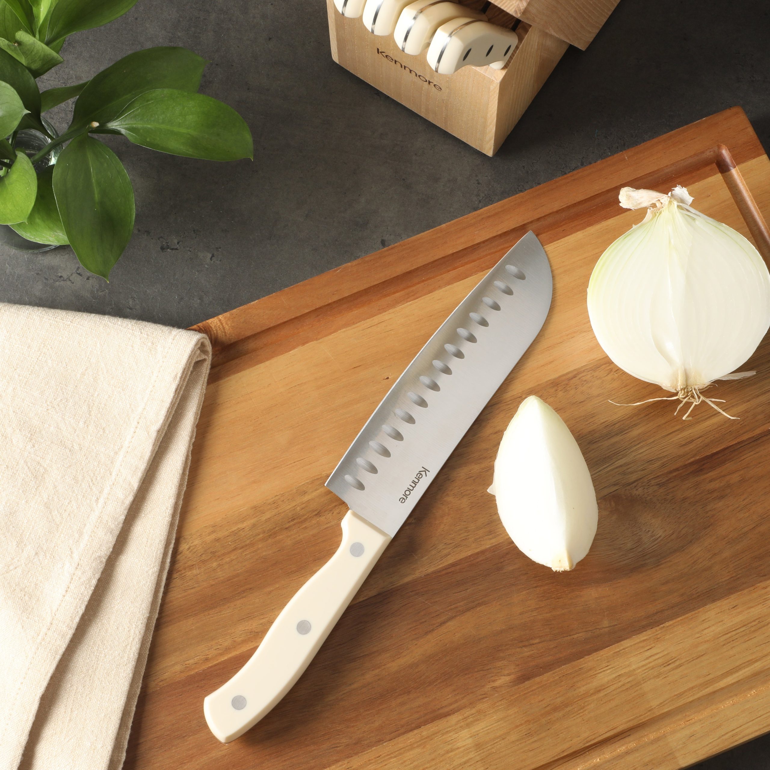 Kenmore Kane 14-Piece Cutlery Set w/ Rubber Coated Wood Knife Block - Image 14