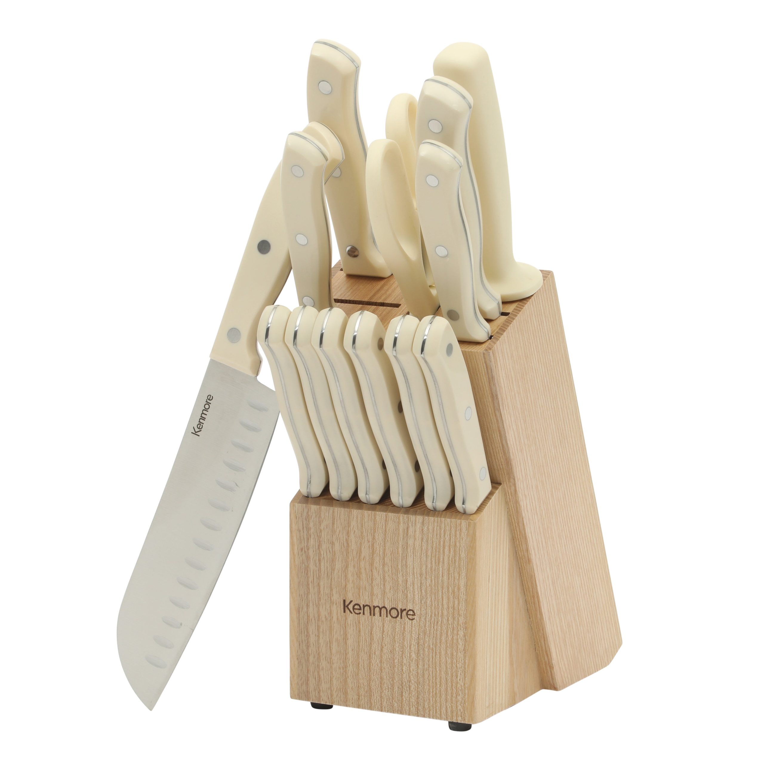 Kenmore Kane 14-Piece Cutlery Set w/ Rubber Coated Wood Knife Block - Image 8