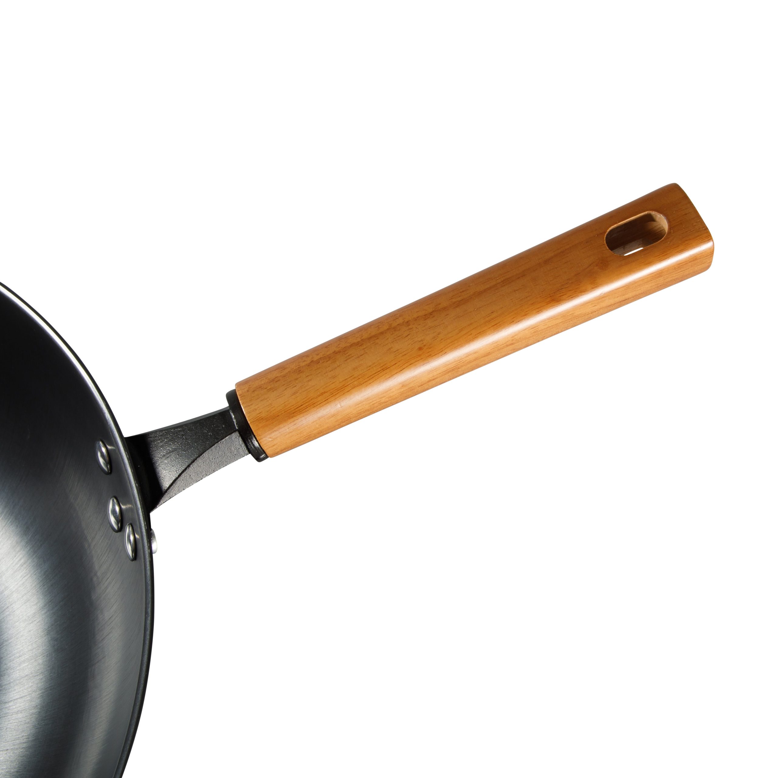 Oster Dunwood 3 Piece Carbon Steel Wok, 13.8” PFAS-Free Stir Fry Pan with Wooden Spatulas, High Heat, Oven & Stovetop Safe - Image 7