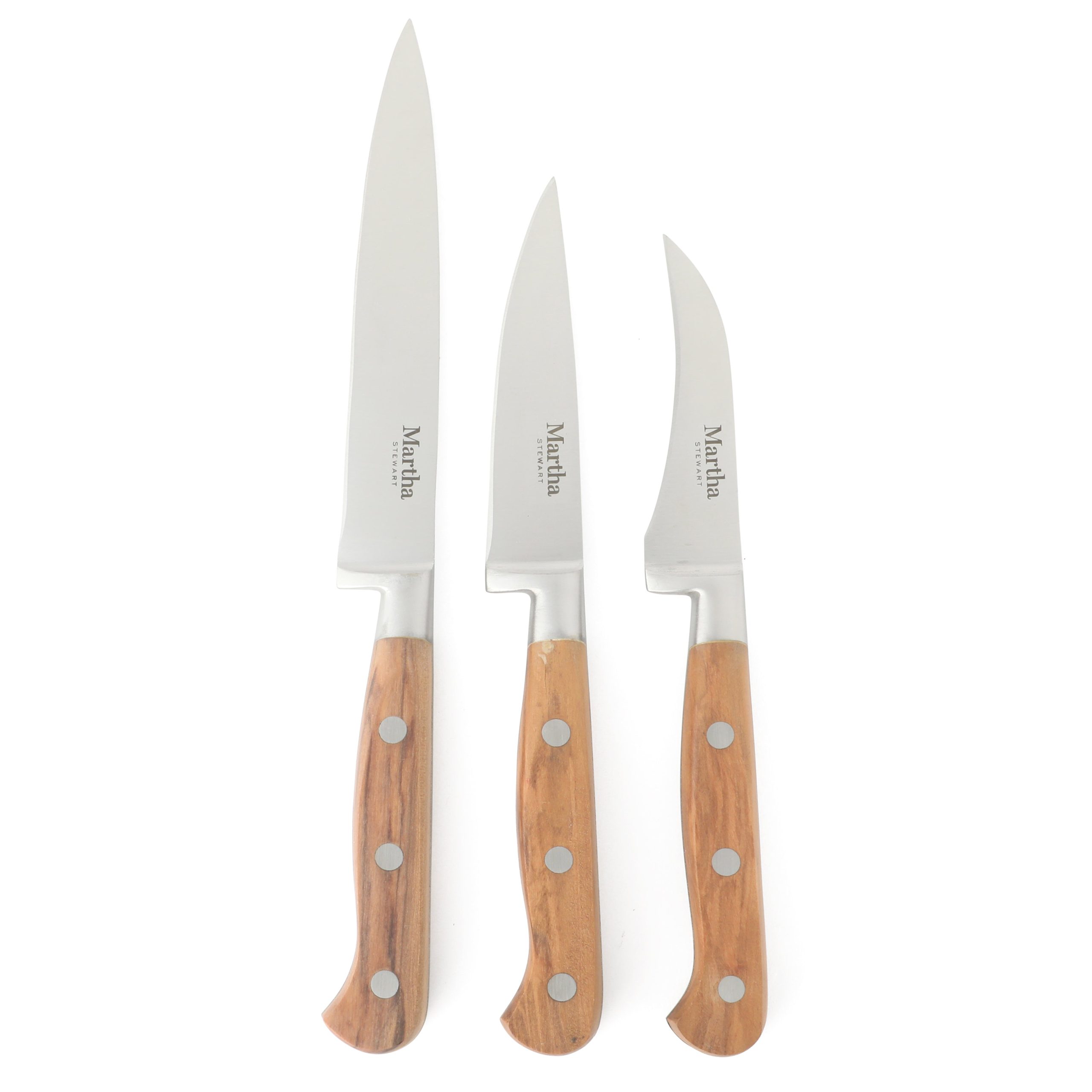 Martha Stewart 15 Piece Austenwood German Stainless Steel Cutlery Kitchen Knife Block Set W/ Italian Olive Wood Forged Handle & Wood Block - Image 6