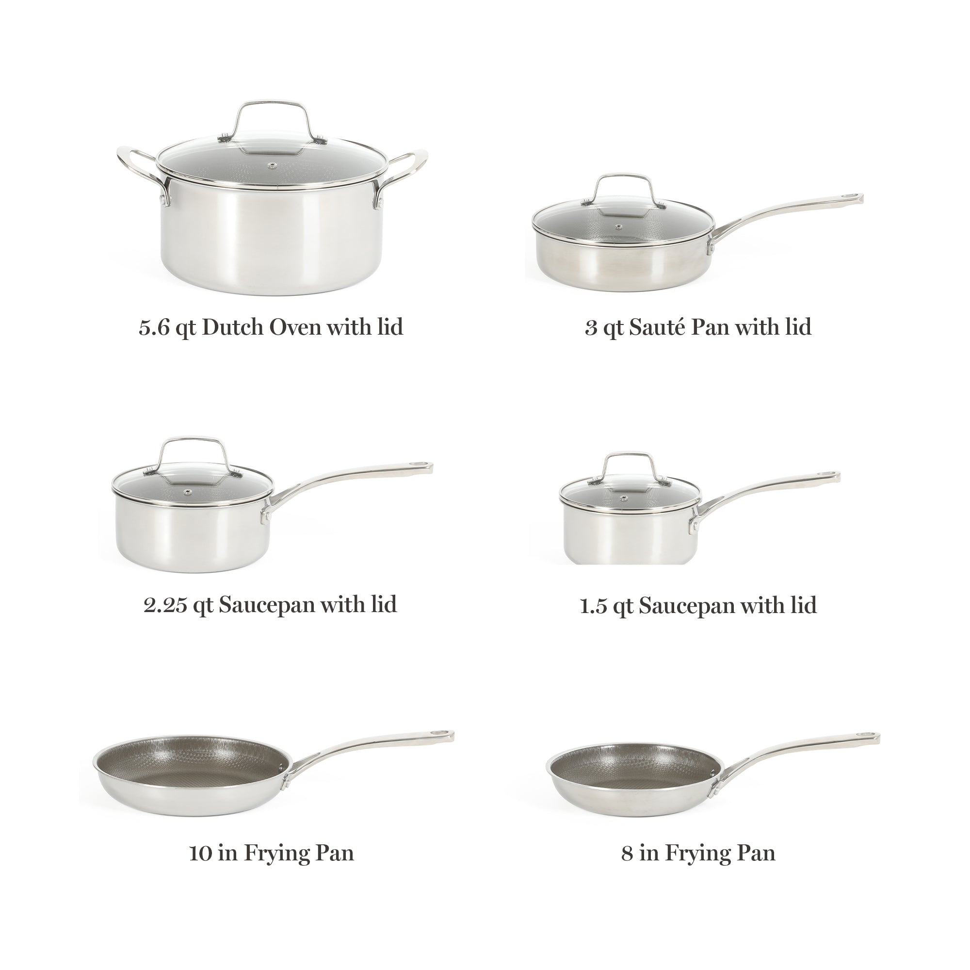 Martha Stewart Badgley Hybrid Nonstick 10 Piece TriPly Stainless Steel Pots and Pans Non-Toxic Kitchen Cookware Set - Laser Etched Non-Toxic Nonstick W/ Stay Cool Handle - Dishwasher and Induction Safe - Image 2