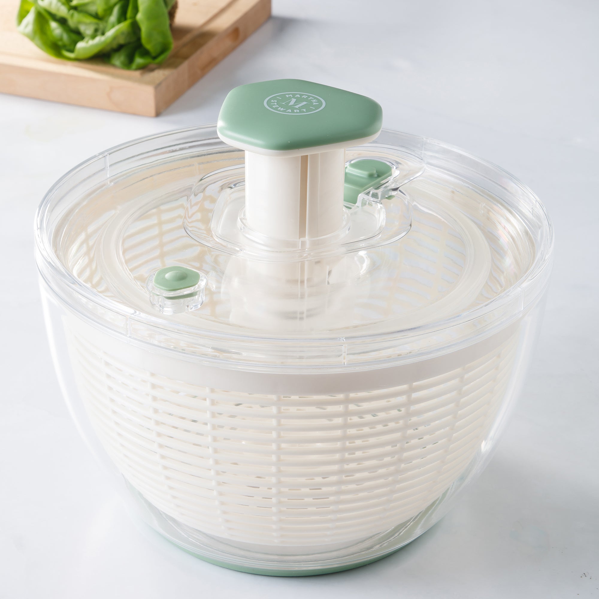 Martha Stewart Gulfwind 6.3 Qt Salad Spinner, Fruit Washer, Fruit Washing Bowl with Strainer, Vegetable Cleaner, Salad Cleaner, Lettuce Washer - Image 6