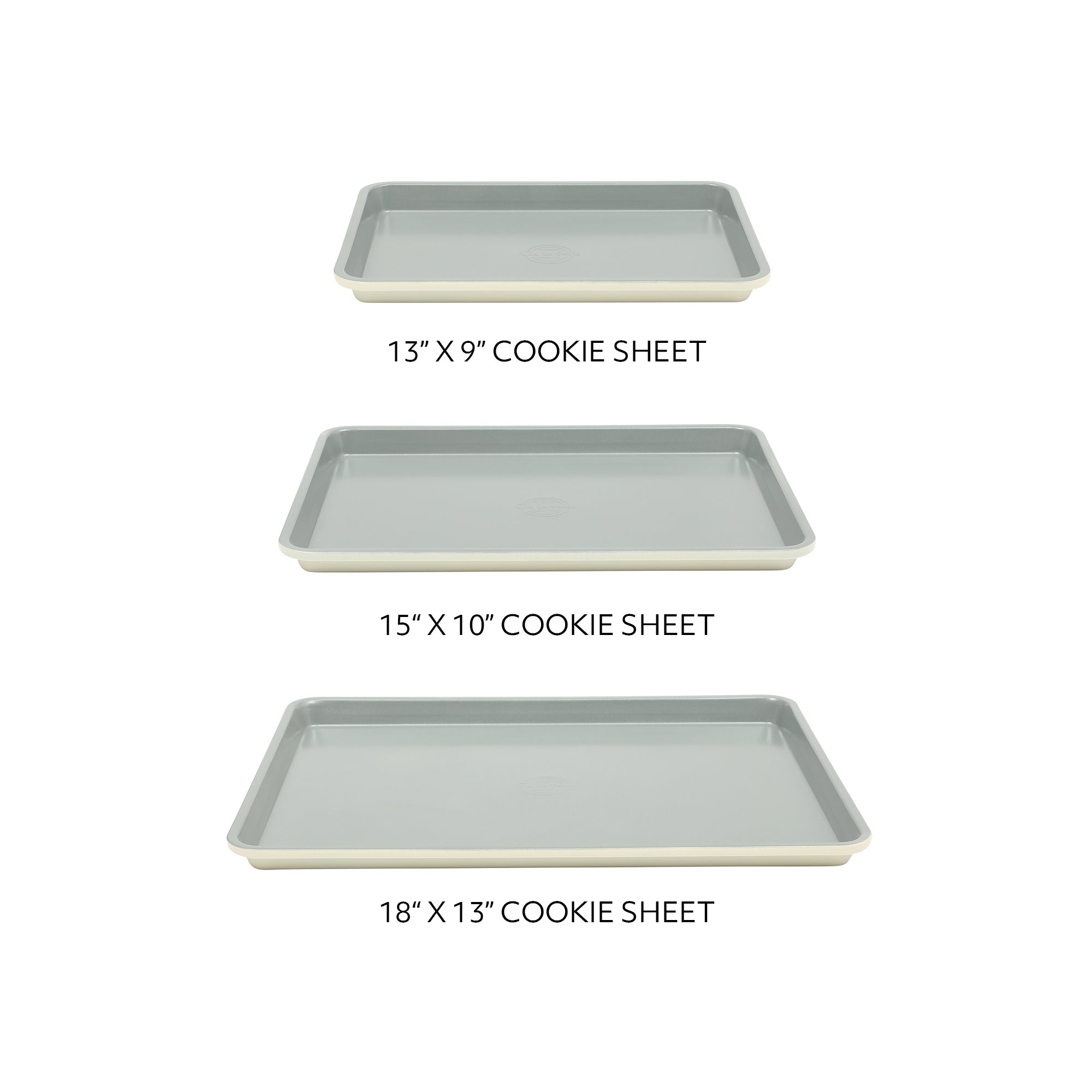 Sur La Table Kitchen Essentials Bake Sale 3-Piece Cookie Sheet Set – Nonstick Carbon Steel Baking Pans (13, 15, 18 Inch) – Grey Easy-Clean Oven Trays for Cookies, Roasting & More - Image 3