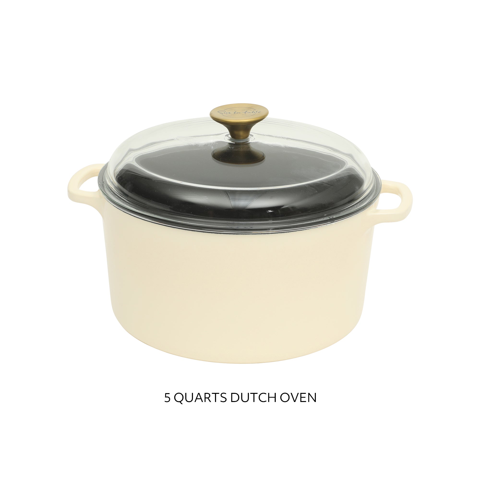 Sur La Table Kitchen Essentials Supper Club 5-Quart Enamel-Coated Cast Iron Dutch Oven Pot with Oven Safe Glass Lid, Oven-to-Table Cookware for Bread, Soups, Stews & Braising - Image 4