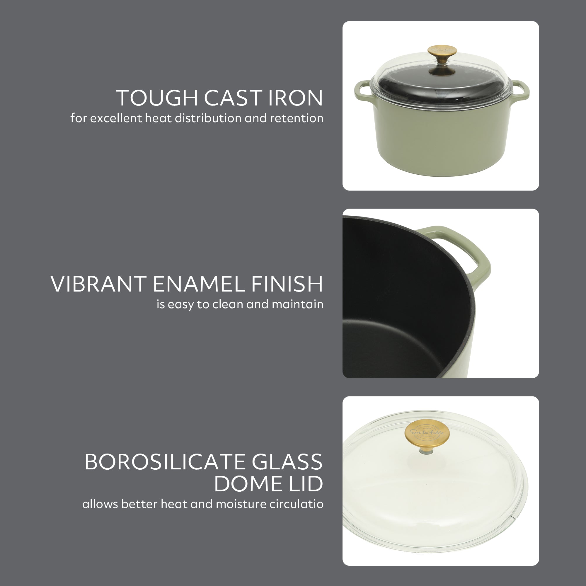 Sur La Table Kitchen Essentials Supper Club 5-Quart Enamel-Coated Cast Iron Dutch Oven Pot with Oven Safe Glass Lid, Oven-to-Table Cookware for Bread, Soups, Stews & Braising - Image 12