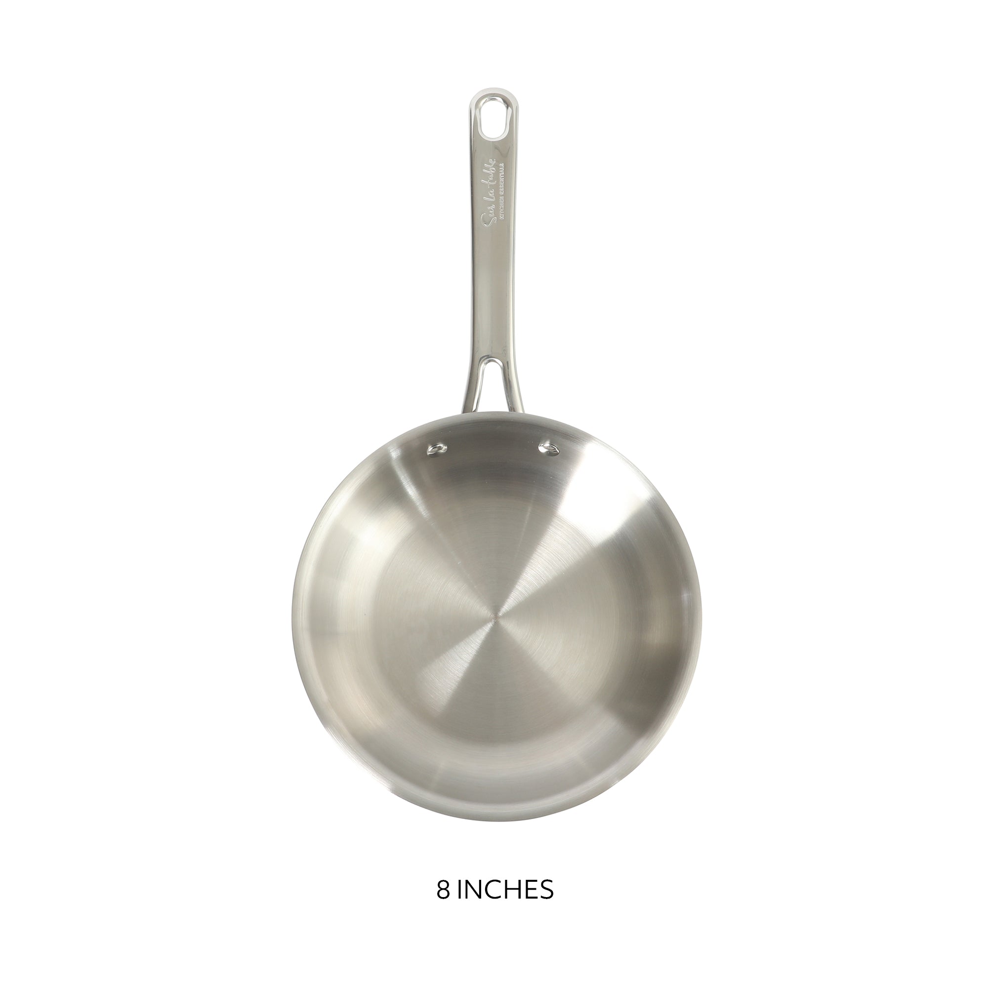 Sur La Table Kitchen Essentials Chef's Deck Stainless Steel Frying Pan – Induction Ready Skillet with Tri-Ply Base, Polished Finish & Hollow Stay-Cool Handle - Image 4