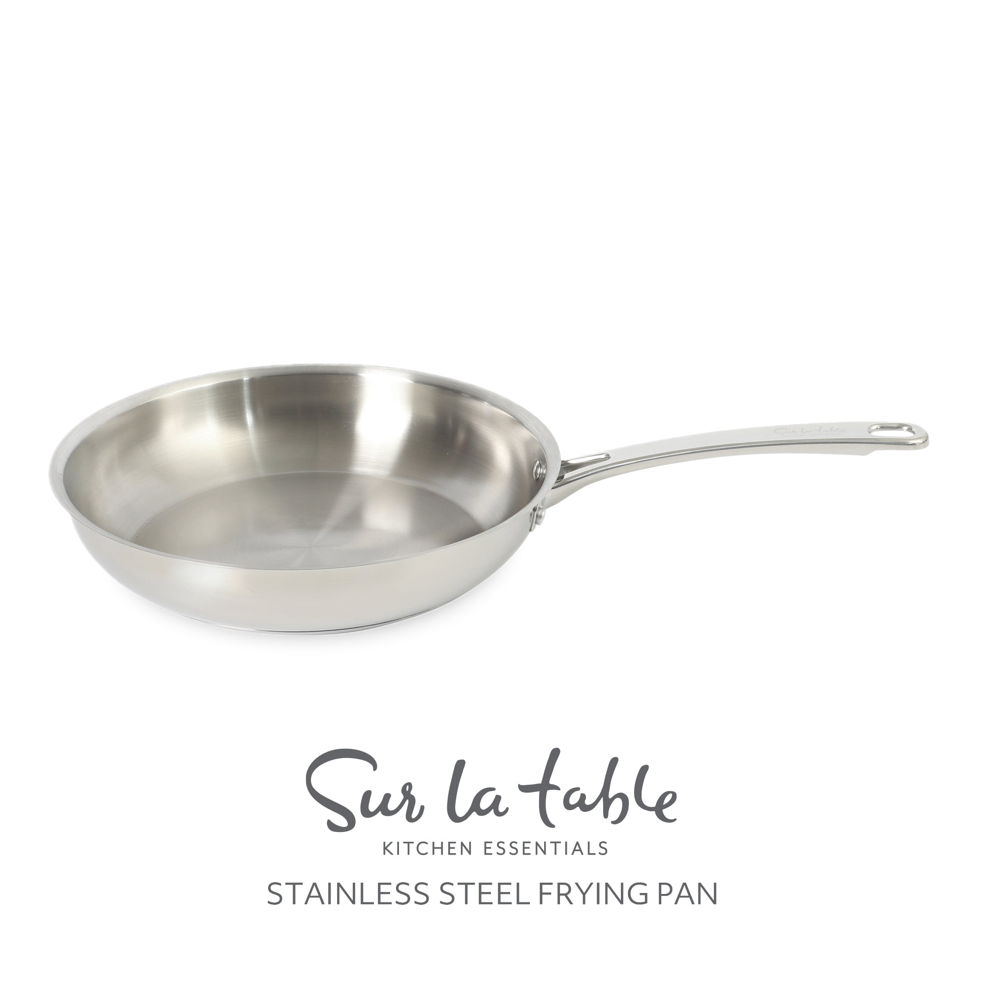 Sur La Table Kitchen Essentials Chef's Deck Stainless Steel Frying Pan – Induction Ready Skillet with Tri-Ply Base, Polished Finish & Hollow Stay-Cool Handle - Image 9