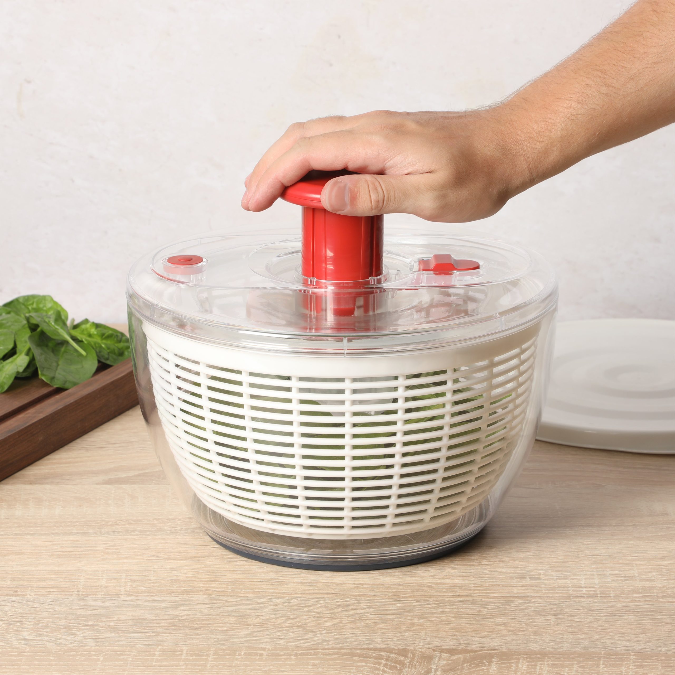 Sur La Table Kitchen Essential 6.3 Qt Salad Spinner, Fruit Washer, Fruit Washing Bowl with Strainer, Vegetable Cleaner, Salad Cleaner, Lettuce Washer - Image 8