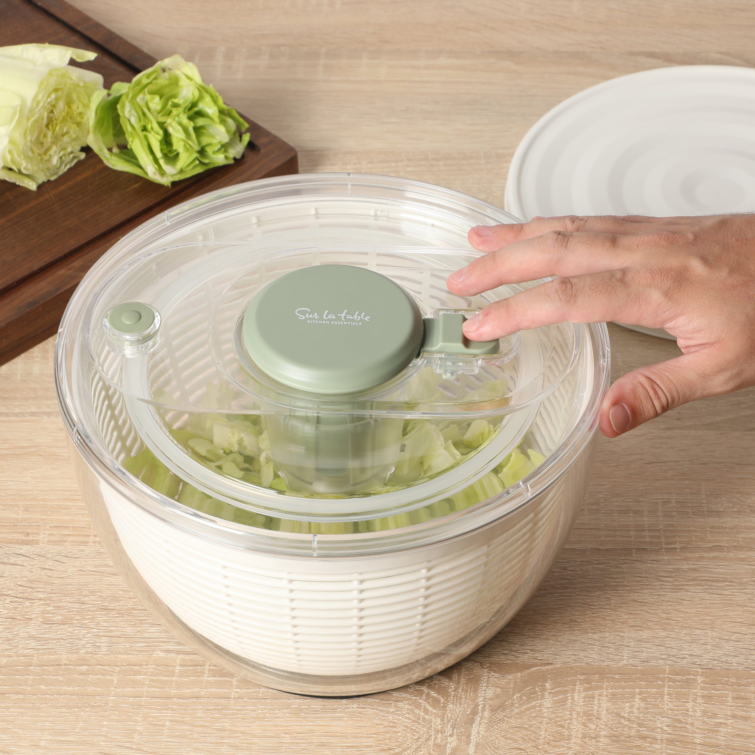Sur La Table Kitchen Essential 6.3 Qt Salad Spinner, Fruit Washer, Fruit Washing Bowl with Strainer, Vegetable Cleaner, Salad Cleaner, Lettuce Washer - Image 15