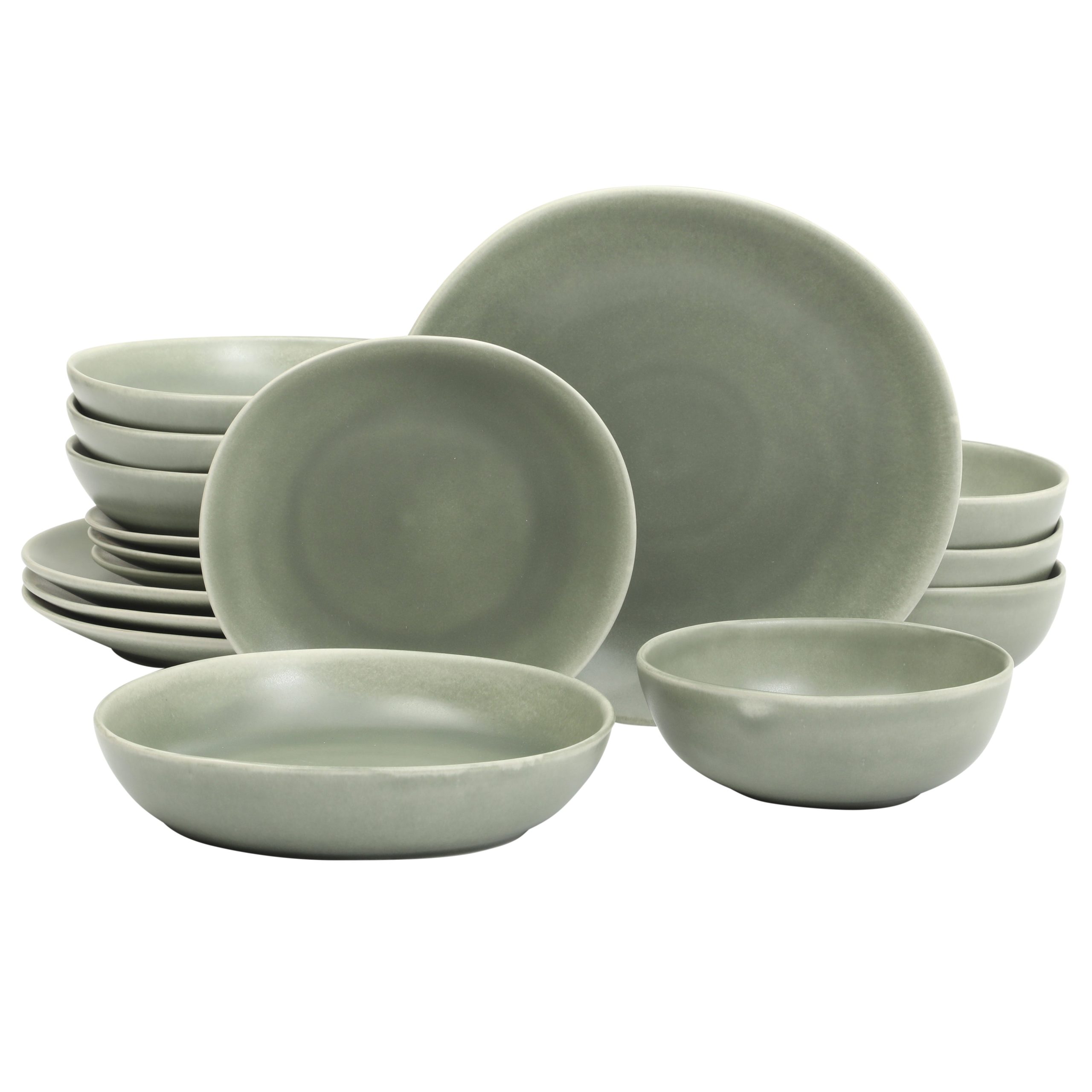 Gibson Elite Zion Mist 16 Piece Stoneware Reactive Glaze (Service for 4) Ceramic Plates and Bowls Modern Organic Dinnerware Set - Image 8