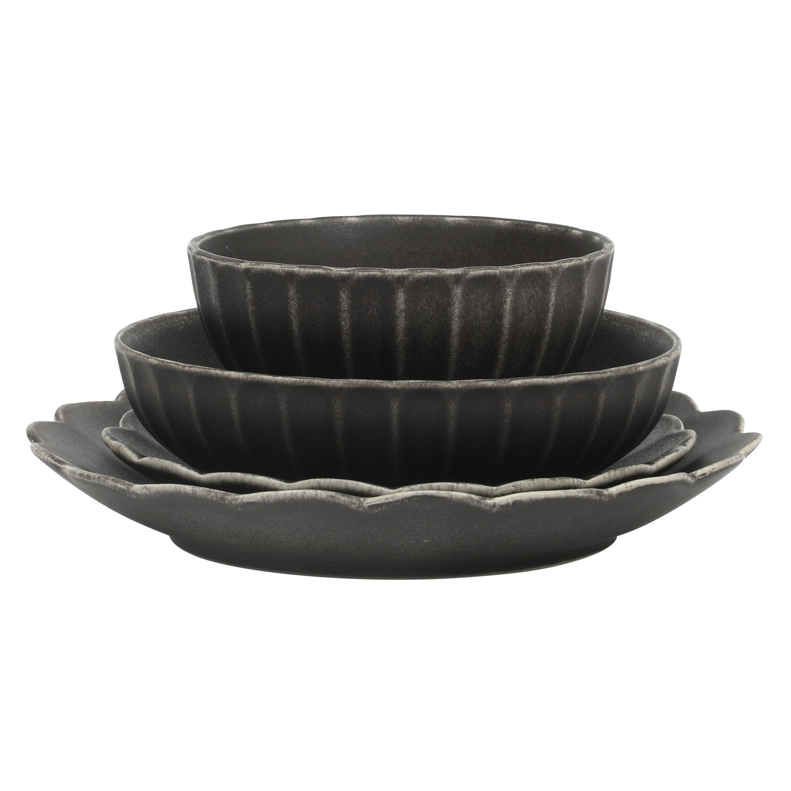 Gibson Elite Malibu Shore 16 Piece Scallop Stoneware Reactive Glaze (Service for 4) Ceramic Plates and Bowls Dinnerware Set - Image 2