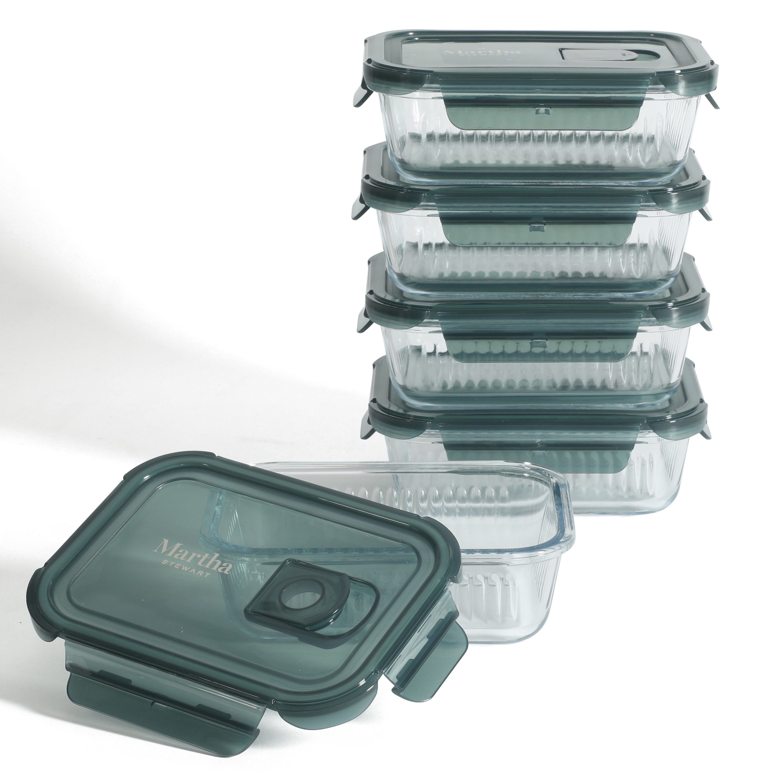 Martha Stewart Shadowbrook 10-Piece Borosilicate Glass Storage Container Set – Airtight Locking Lids, 21.6 oz Meal Prep, Leftover & Lunch Containers, Microwave, Oven & Dishwasher Safe - Image 7