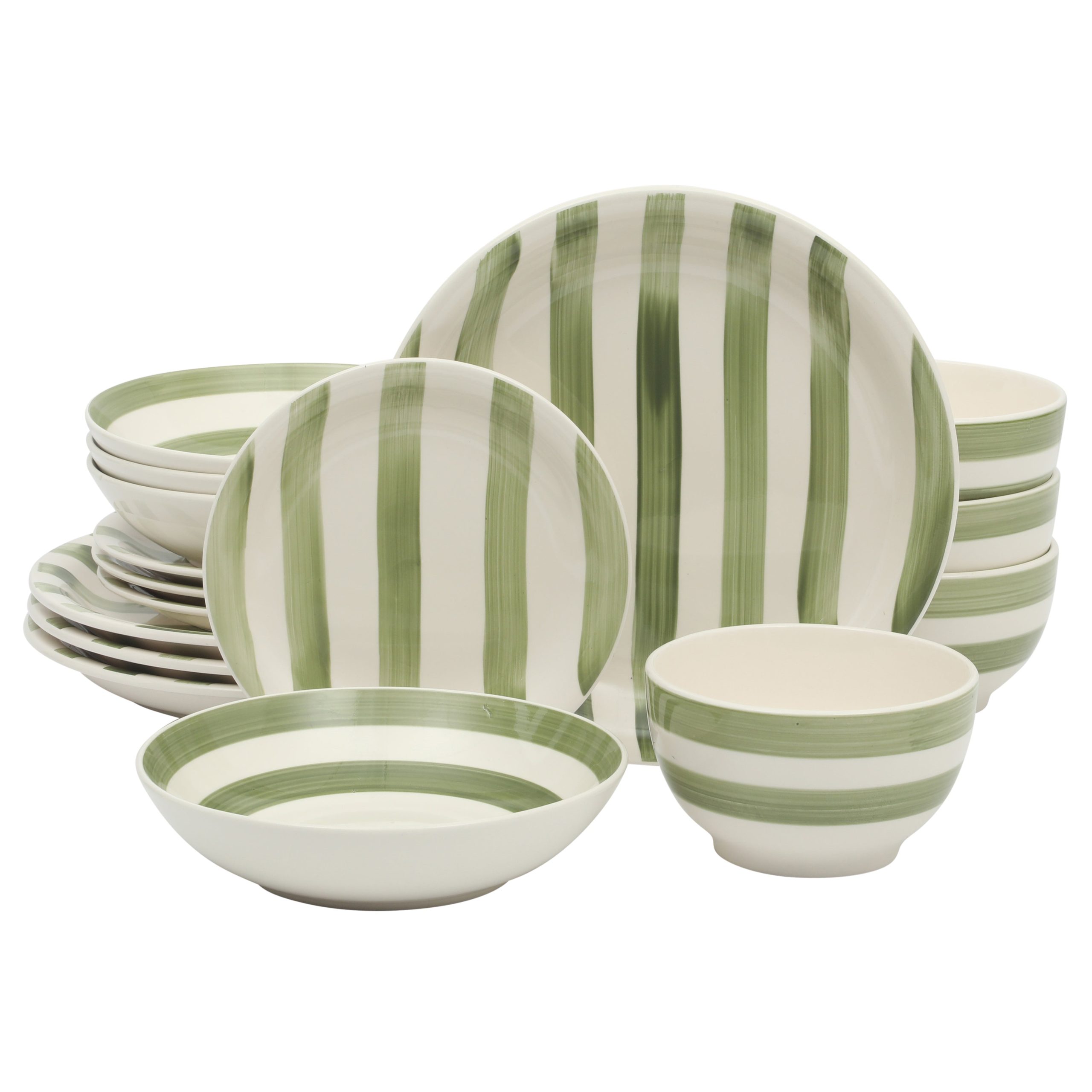 Gibson Home Kenwood Shores 16 Piece Dinnerware Set, Striped, Stoneware, Hand-Painted Plates and Bowls, Service for 4, Microwave & Dishwasher Safe - Image 6