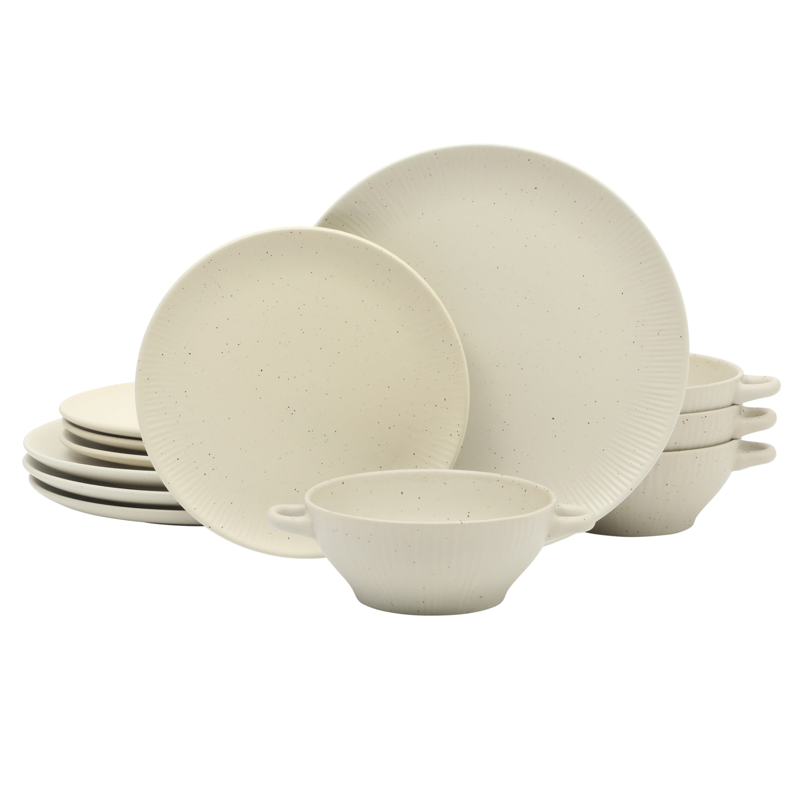 Gibson Elite Clover Hill 12-Piece Stoneware Dinnerware Set – Embossed Plates and Bowls with Matte Speckled Reactive Glaze, Service for 4 – Microwave & Dishwasher Safe - Image 8