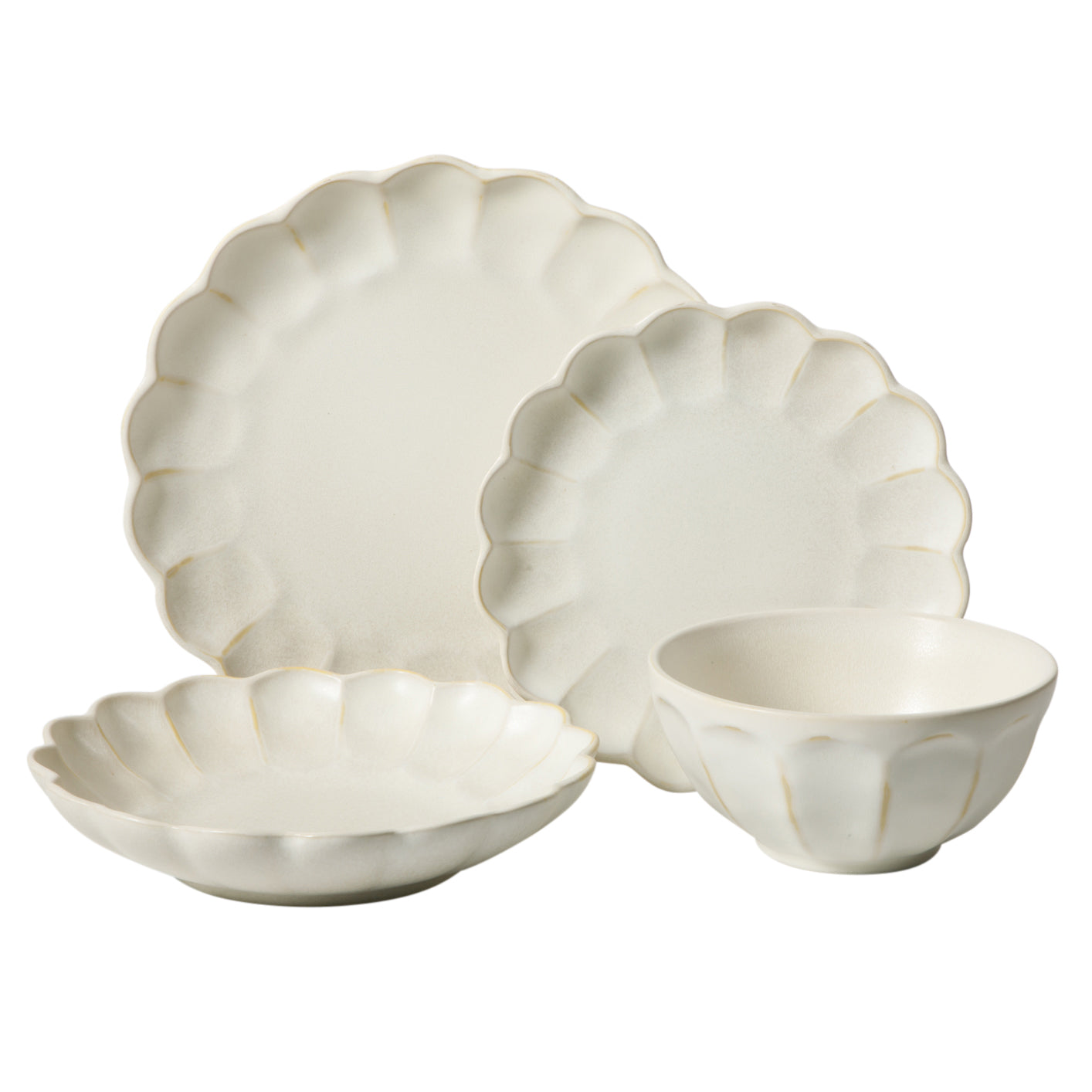 Bloomhouse - 2 Time Oprah's Favorite Things - Yuelu Bloom Dinnerware Set - Scallop Embossed 16 Piece (Service for 4) Plates and Bowls Set - Jasmine White - Image 5
