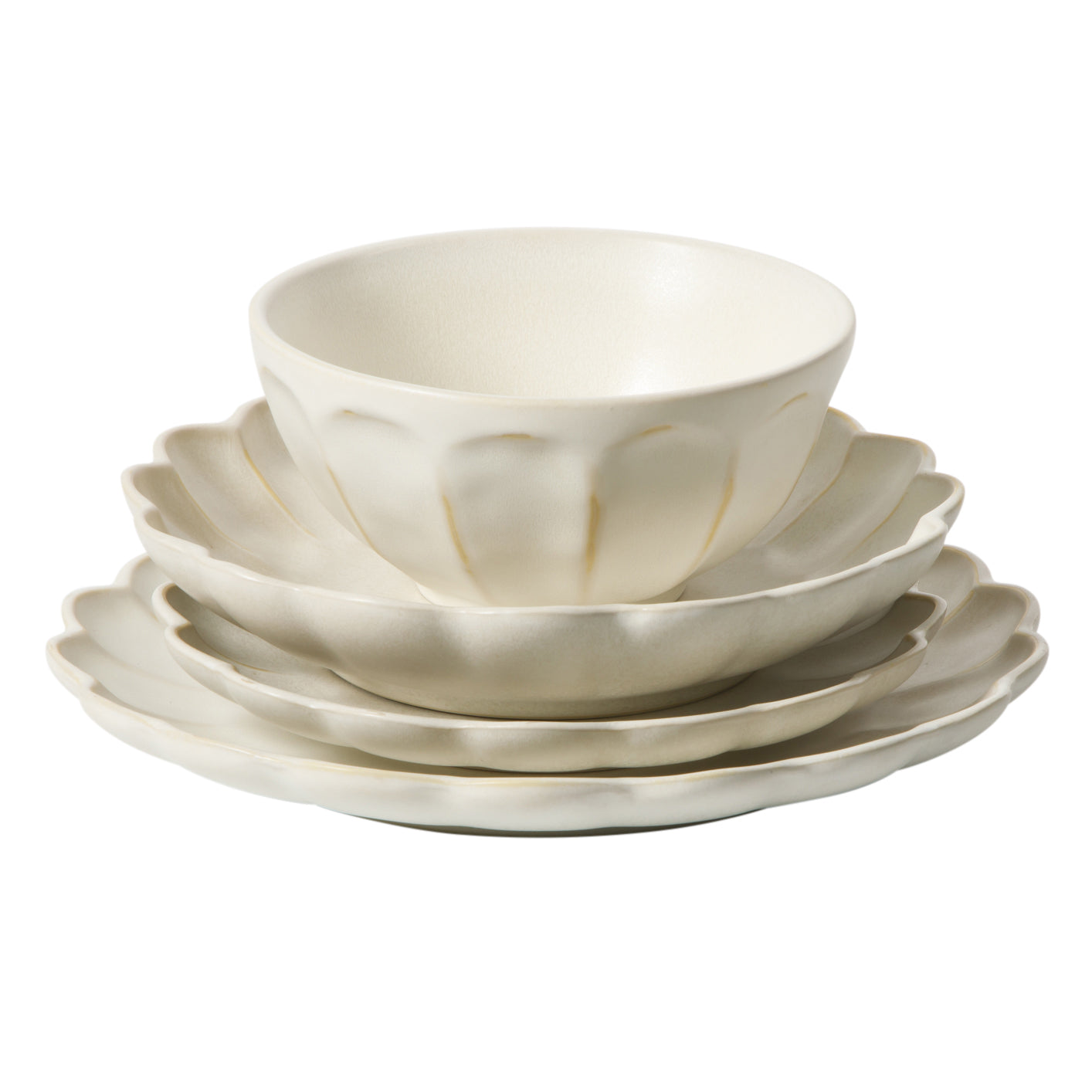 Bloomhouse - 2 Time Oprah's Favorite Things - Yuelu Bloom Dinnerware Set - Scallop Embossed 16 Piece (Service for 4) Plates and Bowls Set - Jasmine White - Image 6